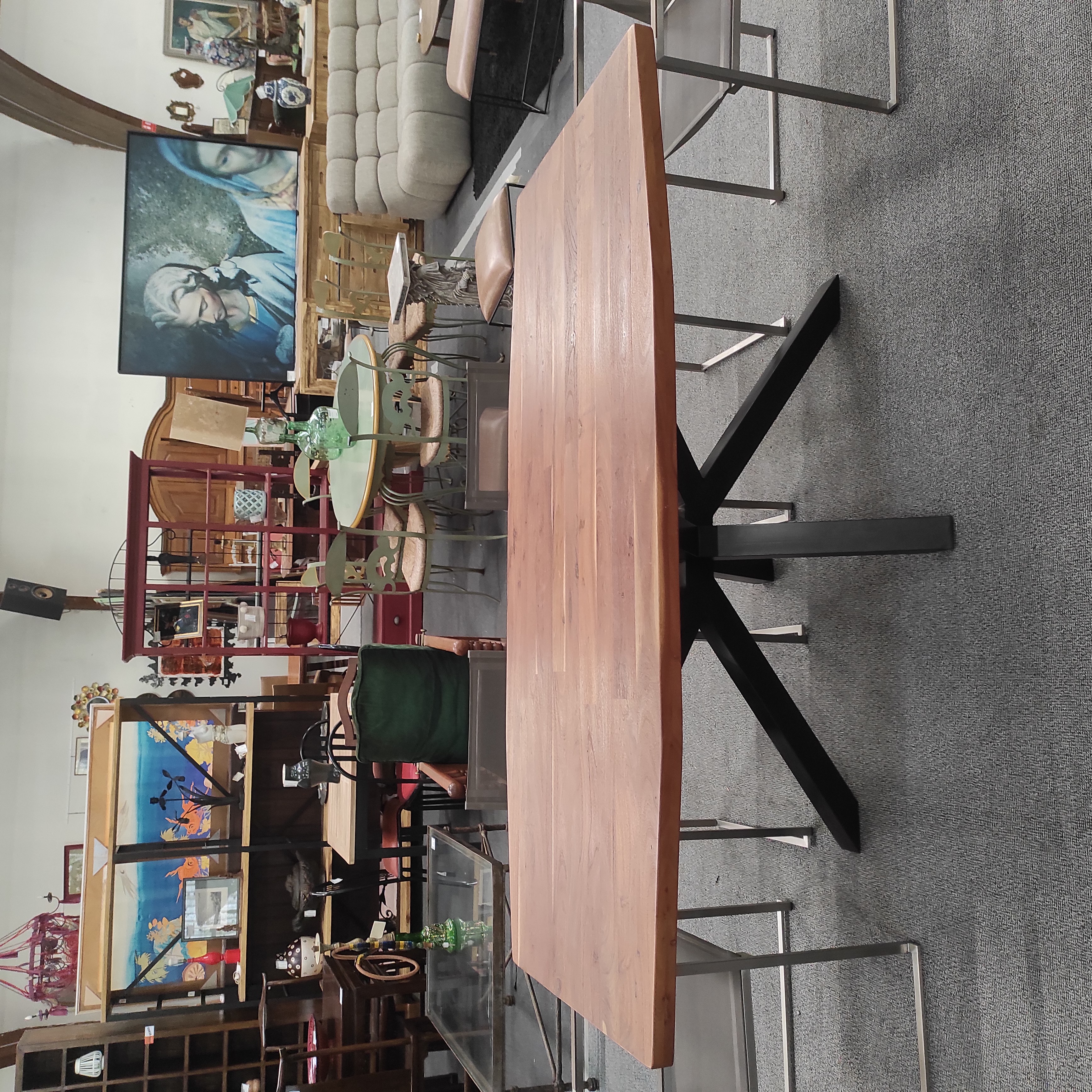 TABLE DE REPAS INDUS 210/77/100 CM PIED ETOILE EN FER