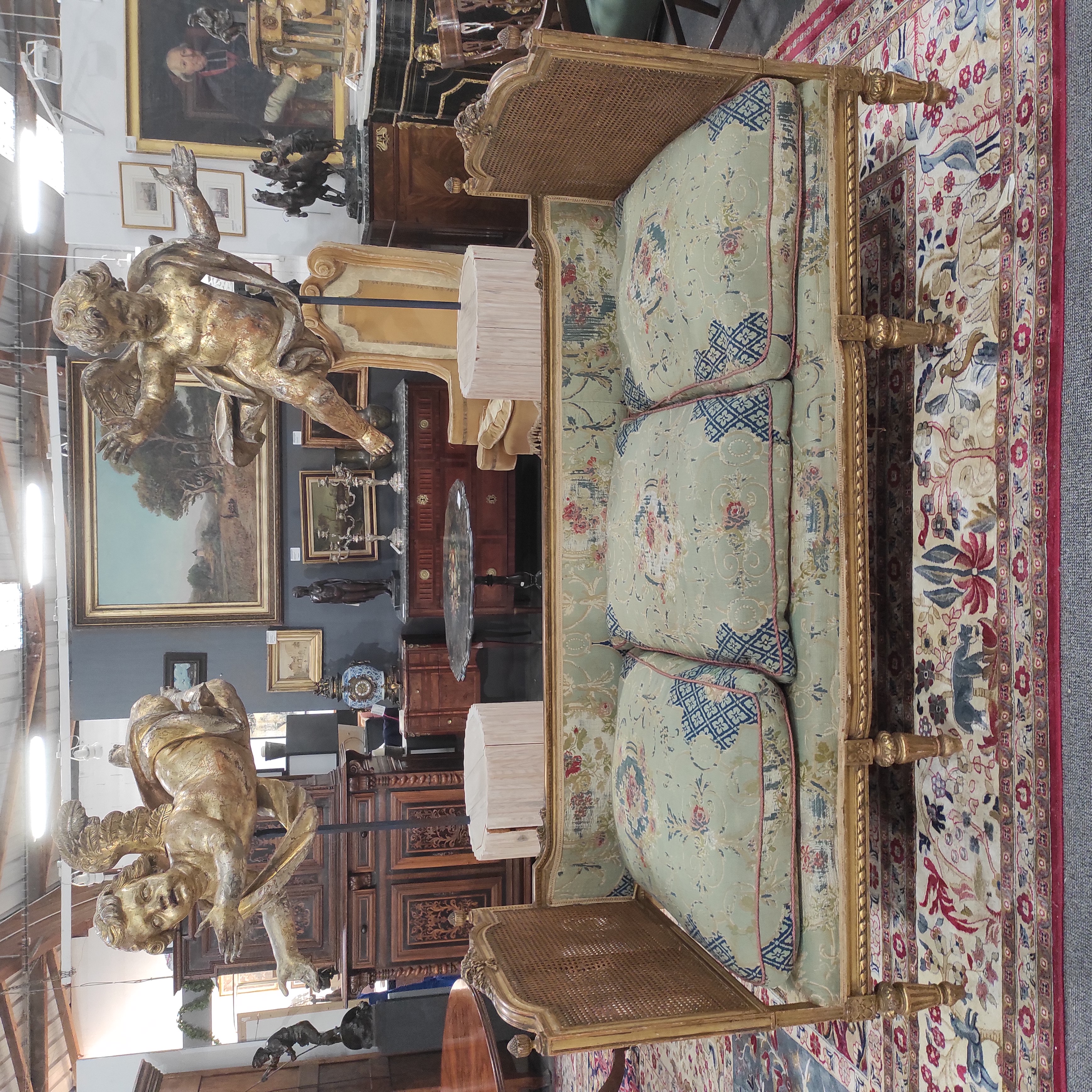 BANQUETTE CANNEE DE SYLE LOUIS XVI 190/95/78 CM (LEGER ACCIDENT SUR CANNAGE)