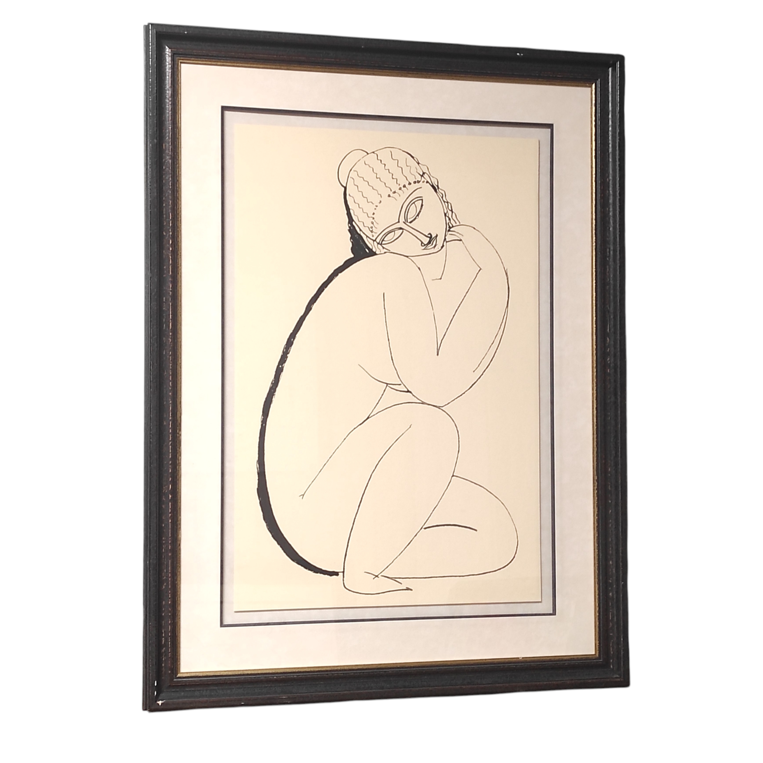 PICASSO IMPORTANT ENCADREMENT LA FEMME NUE ACCROUPIE 122 x 90 CM
