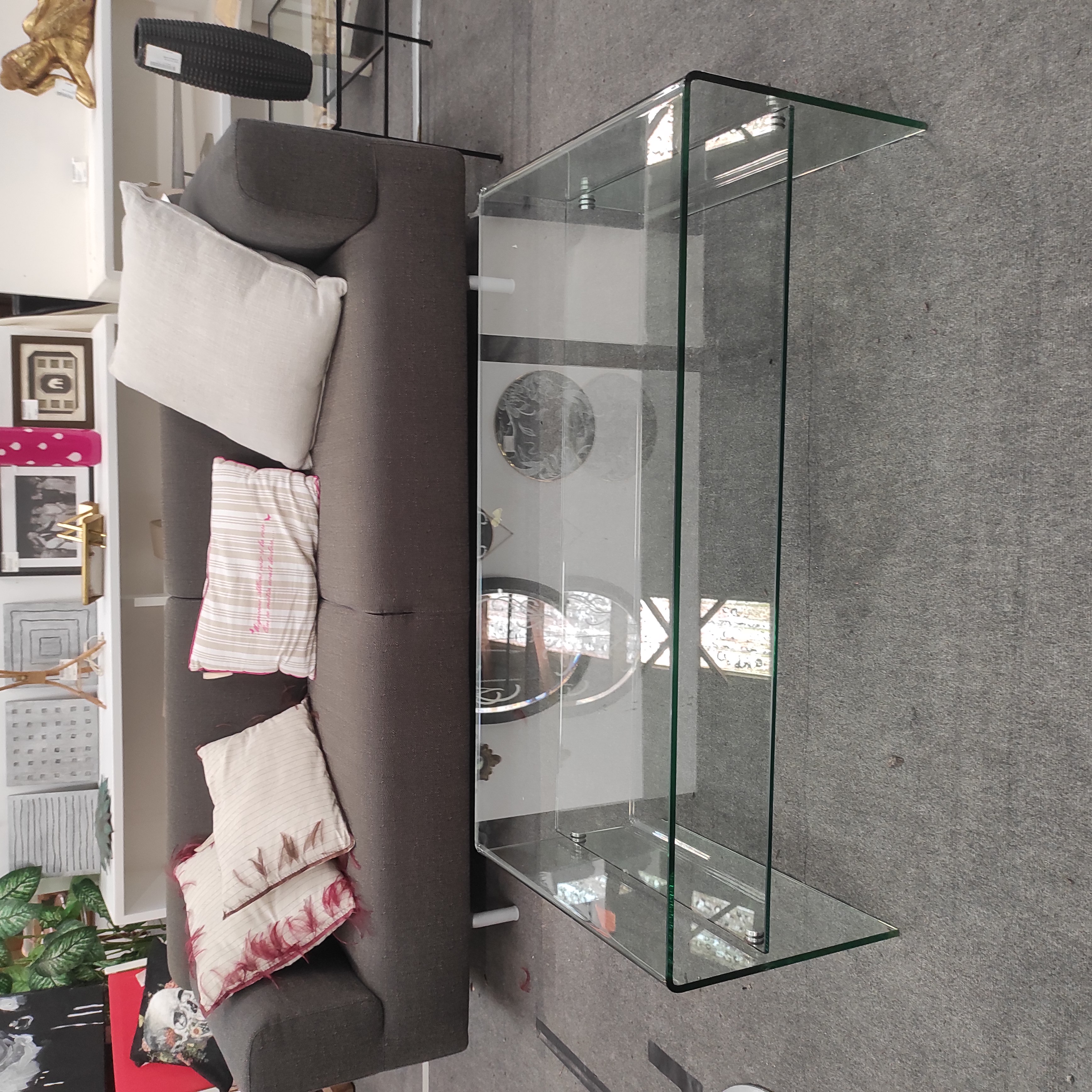 TABLE BASSE AVEC ETAGERE EN VERRE 120 x 60 x 43 CM