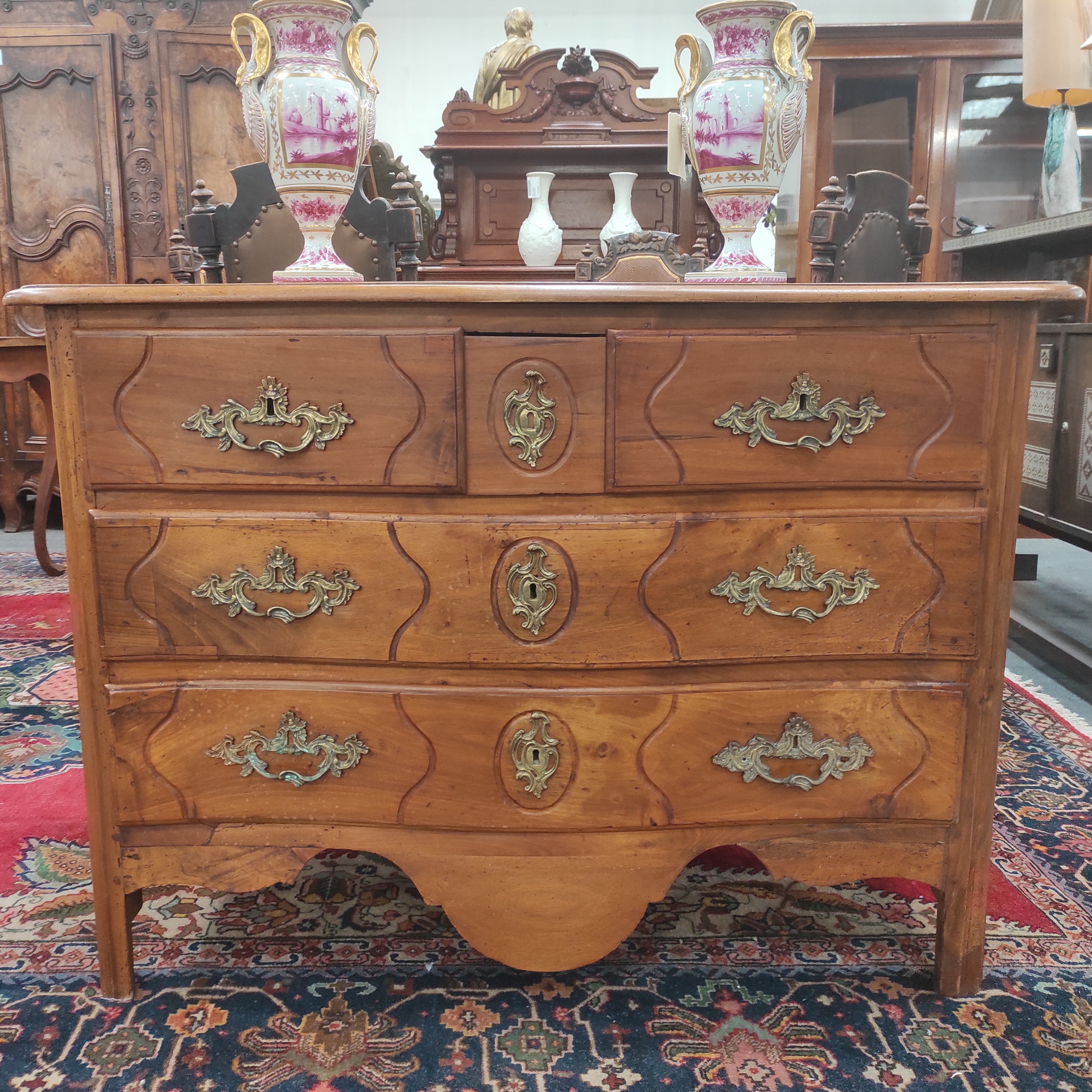 COMMODE PARISIENNE 5 TIROIRS 113/84/53 CM EN NOYER