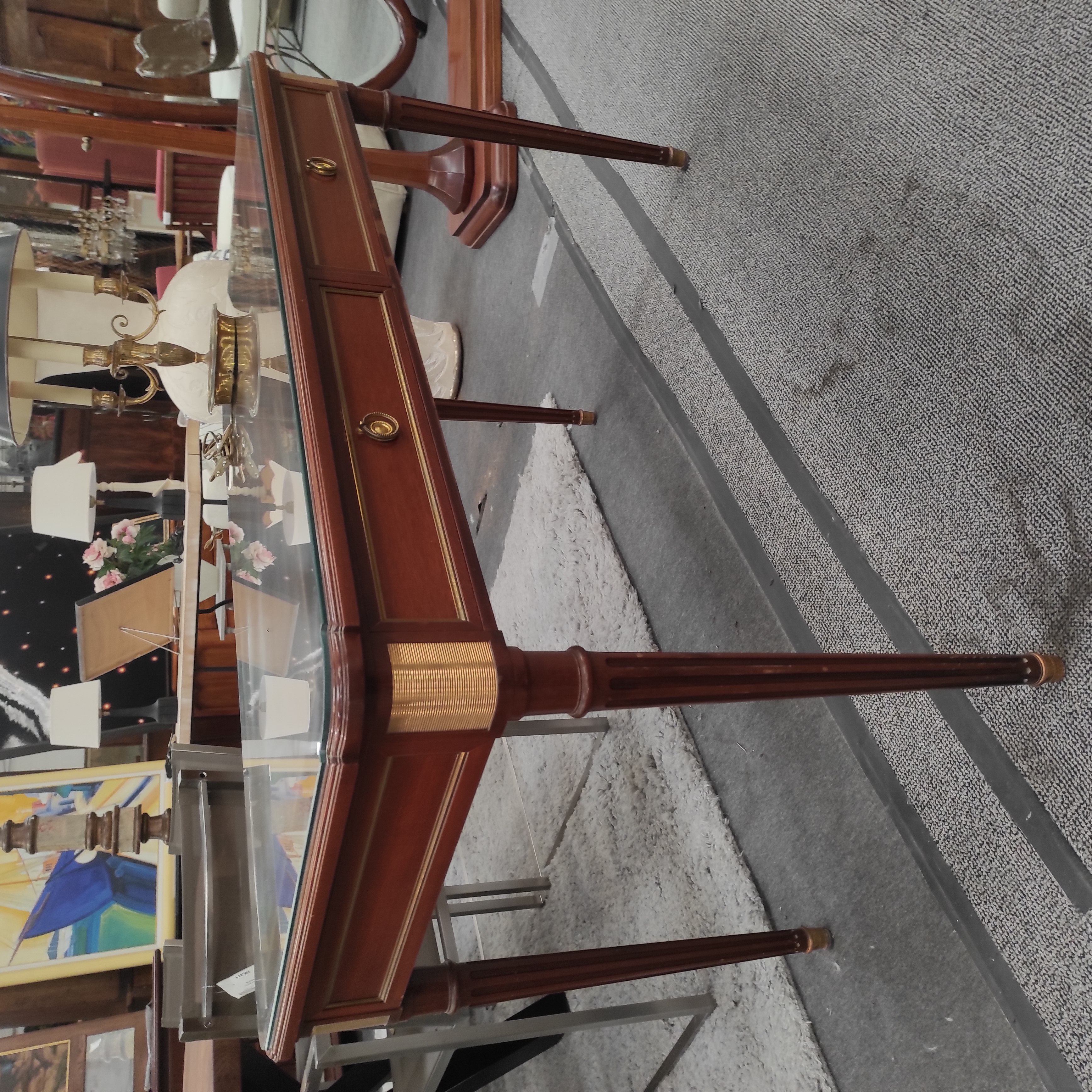 BUREAU 2 TIROIRS PLATEAU VERRE 130/75/70 CM