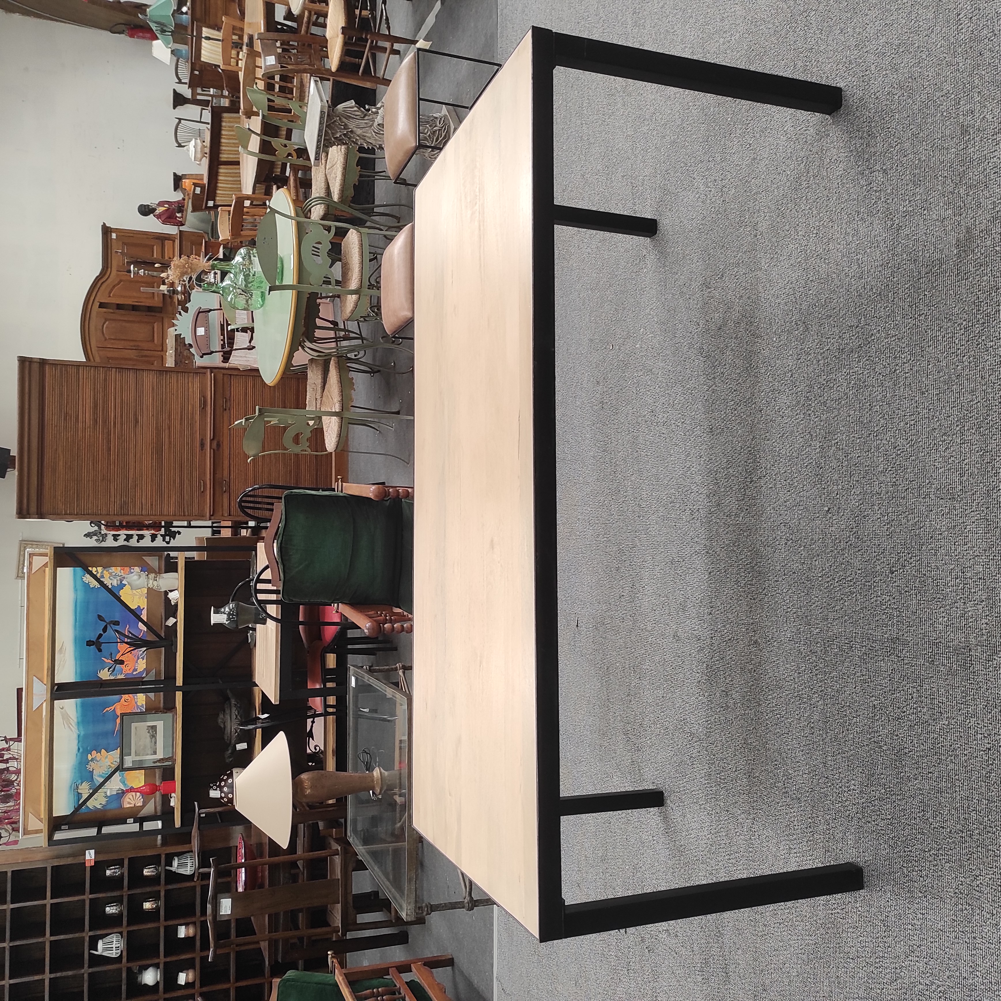 TABLE DE REPAS EN MANGUIER ET FER NOIR 180/76/90 CM