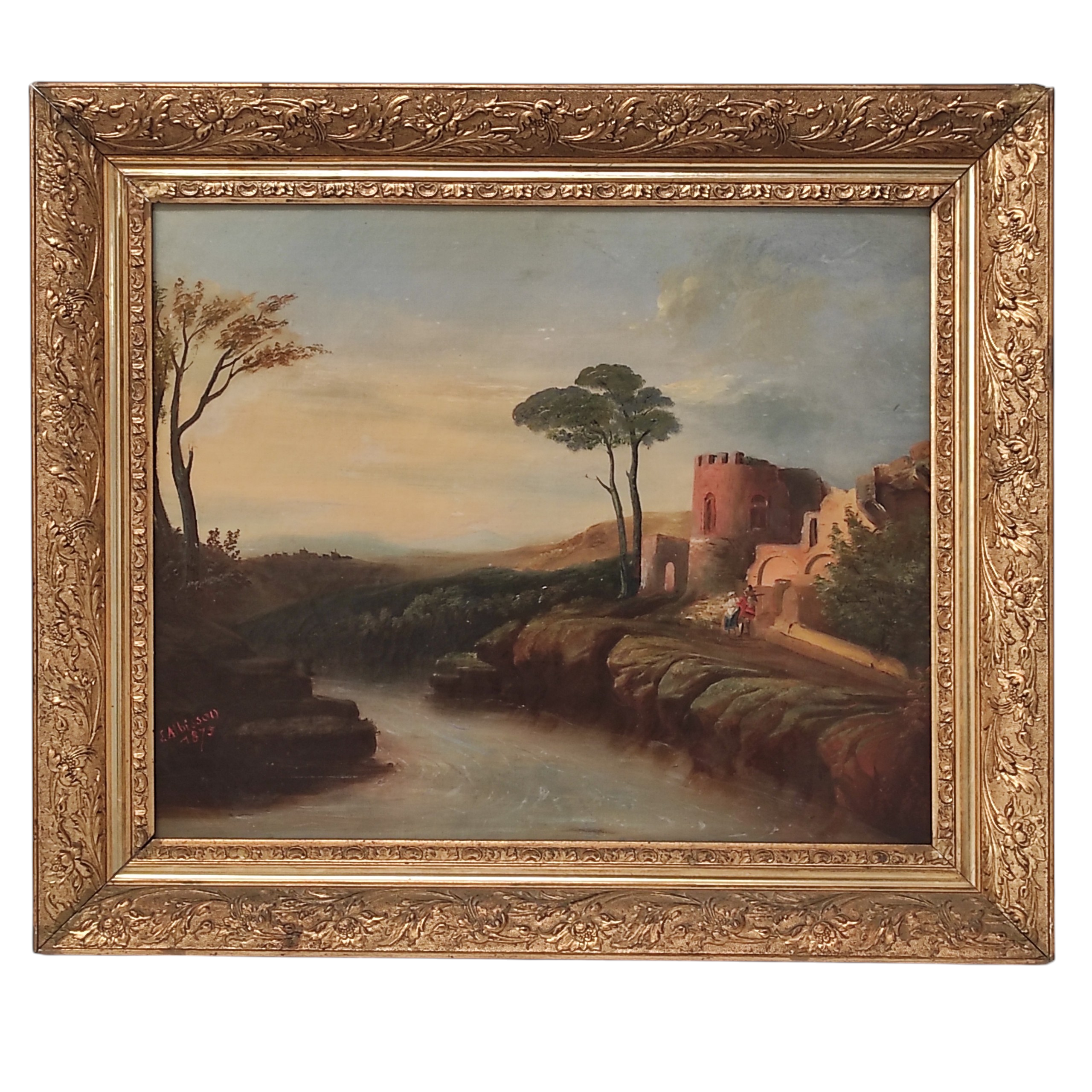 HST SCENE LACUSTRE PAR ALBISSON 54/45 CM 