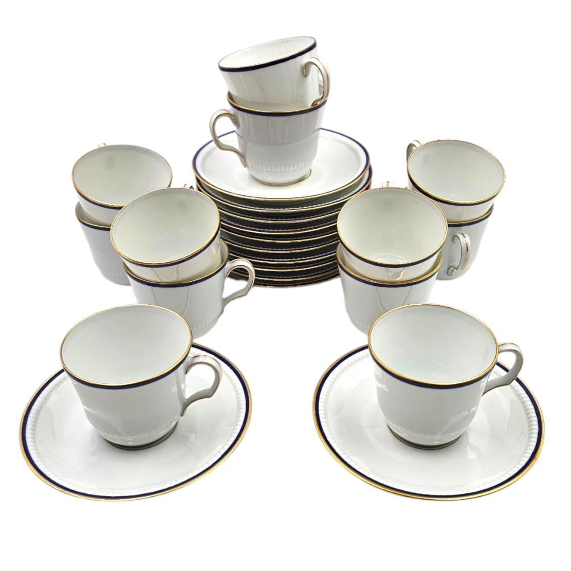 LIMOGES BERNARDAUD 12 TASSE ET SOUS-TASSE LISERE BLEU 