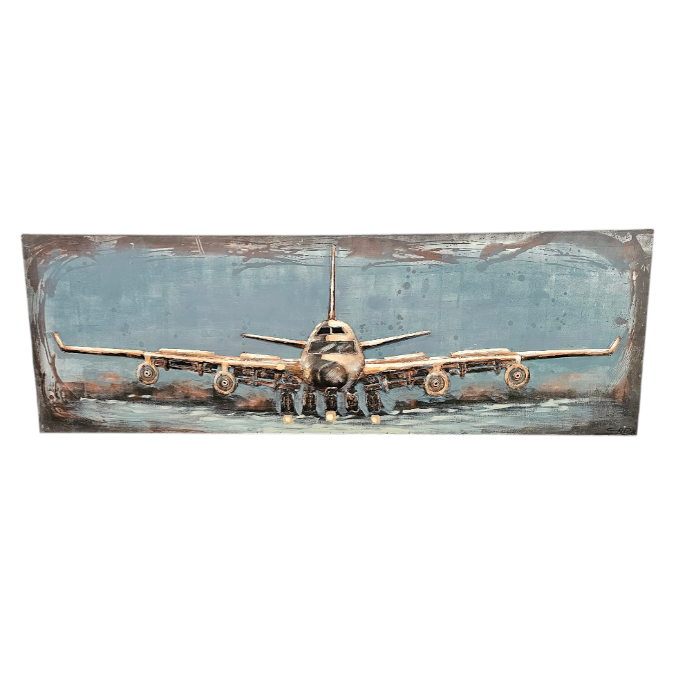 IMPORTANT CADRE EN METAL A DECOR DE BOEING 