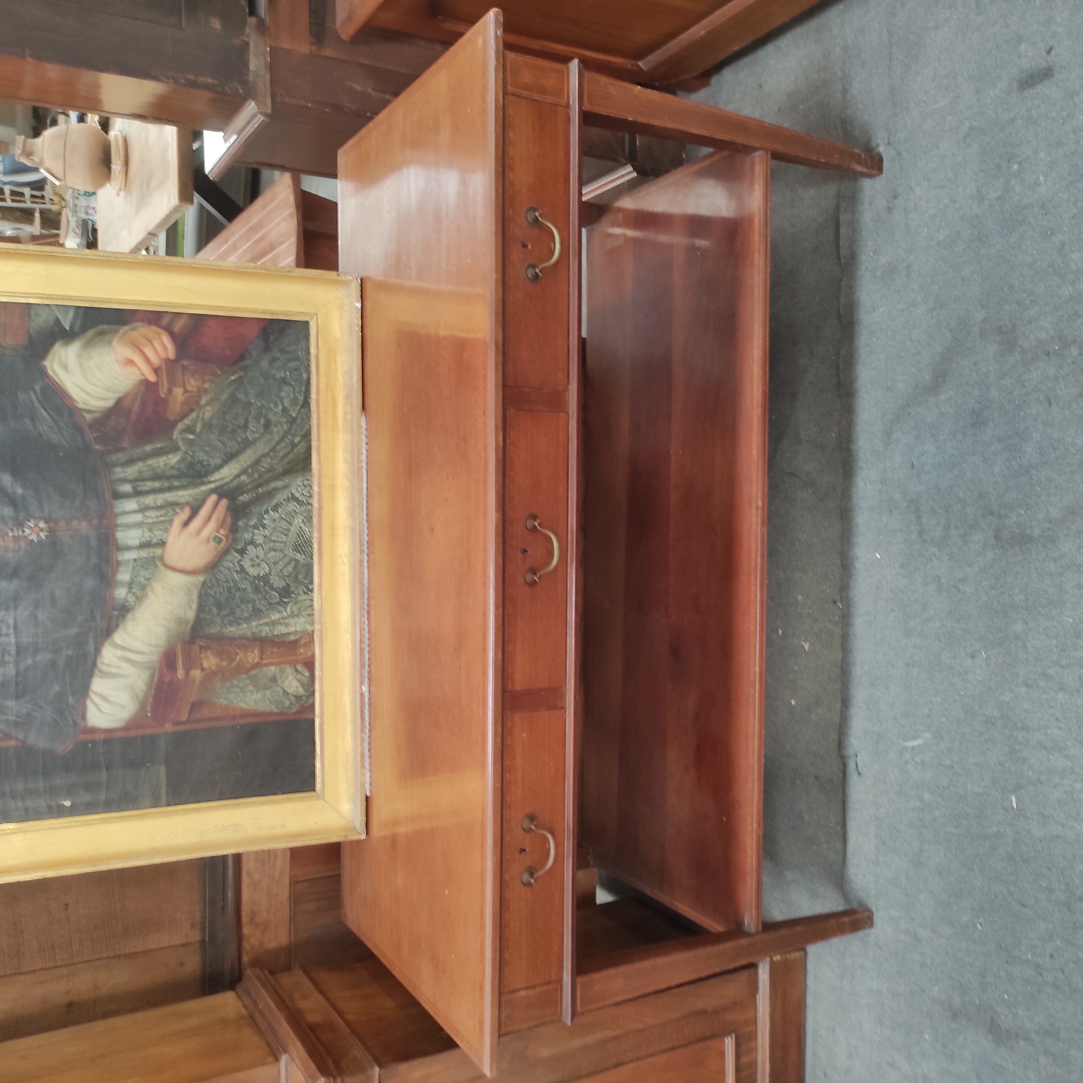 CONSOLE ANGLAISE 3 TIROIRS + 2 PLATEAUX 145/77/44 CM