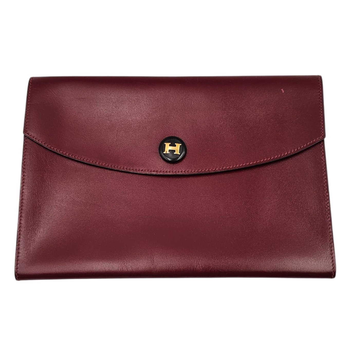 HERMES POCHETTE RIO EN CUIR BOX ROUGE H VINTAGE CIRCA 1992