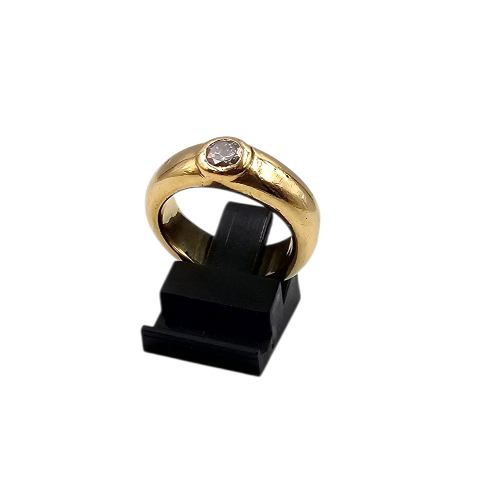 BAGUE JONC EN OR (AIGLE) SERTI D UN DIAMANT TAILLE 54 P.B. 15.28 GR