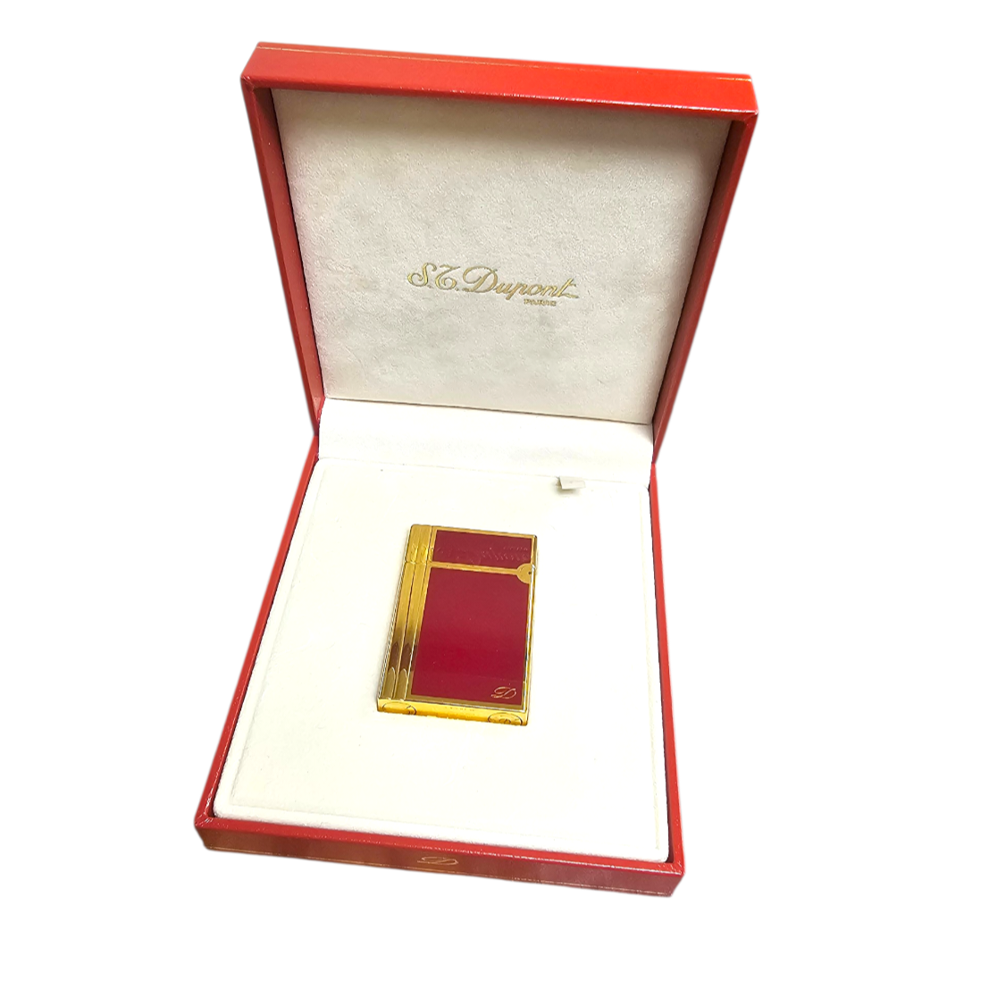 DUPONT BRIQUET LAQUE DE CHINE ET PLAQUE OR (14JNC49) + ECRIN