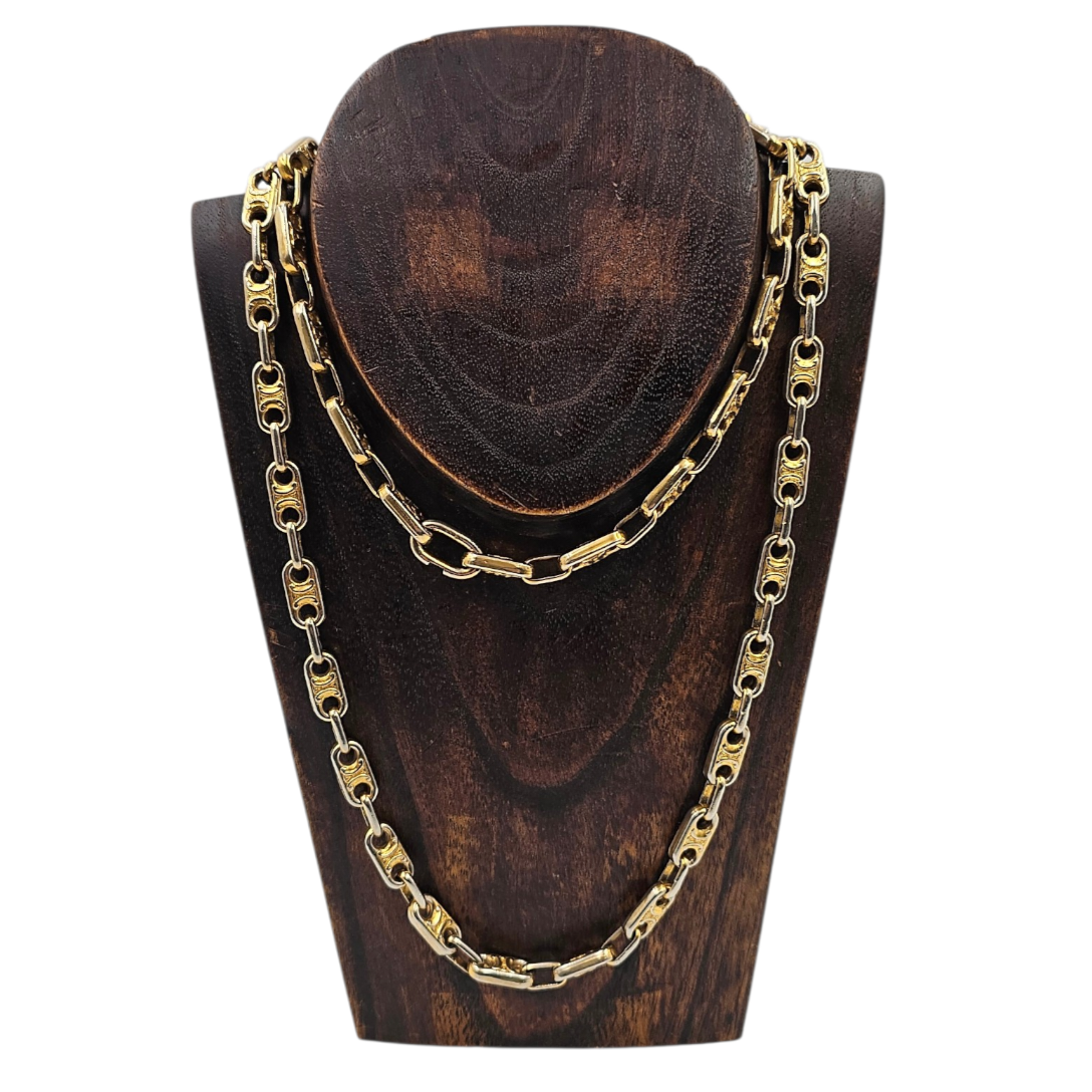 CELINE COLLIER SAUTOIR TRIOMPHE EN METAL DORE VINTAGE
