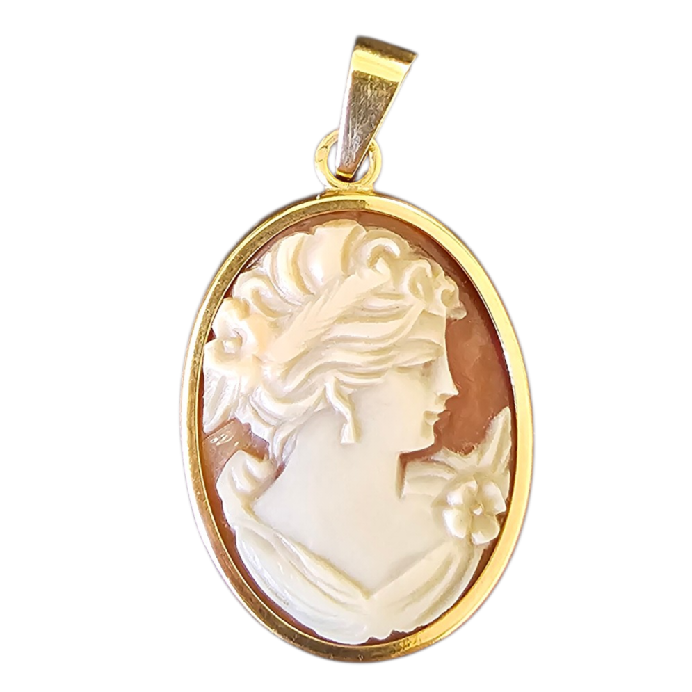 PENDENTIF CAMEE EN CORNALINE ENTOURAGE OR (AIGLE) P.B. 4.27 GR