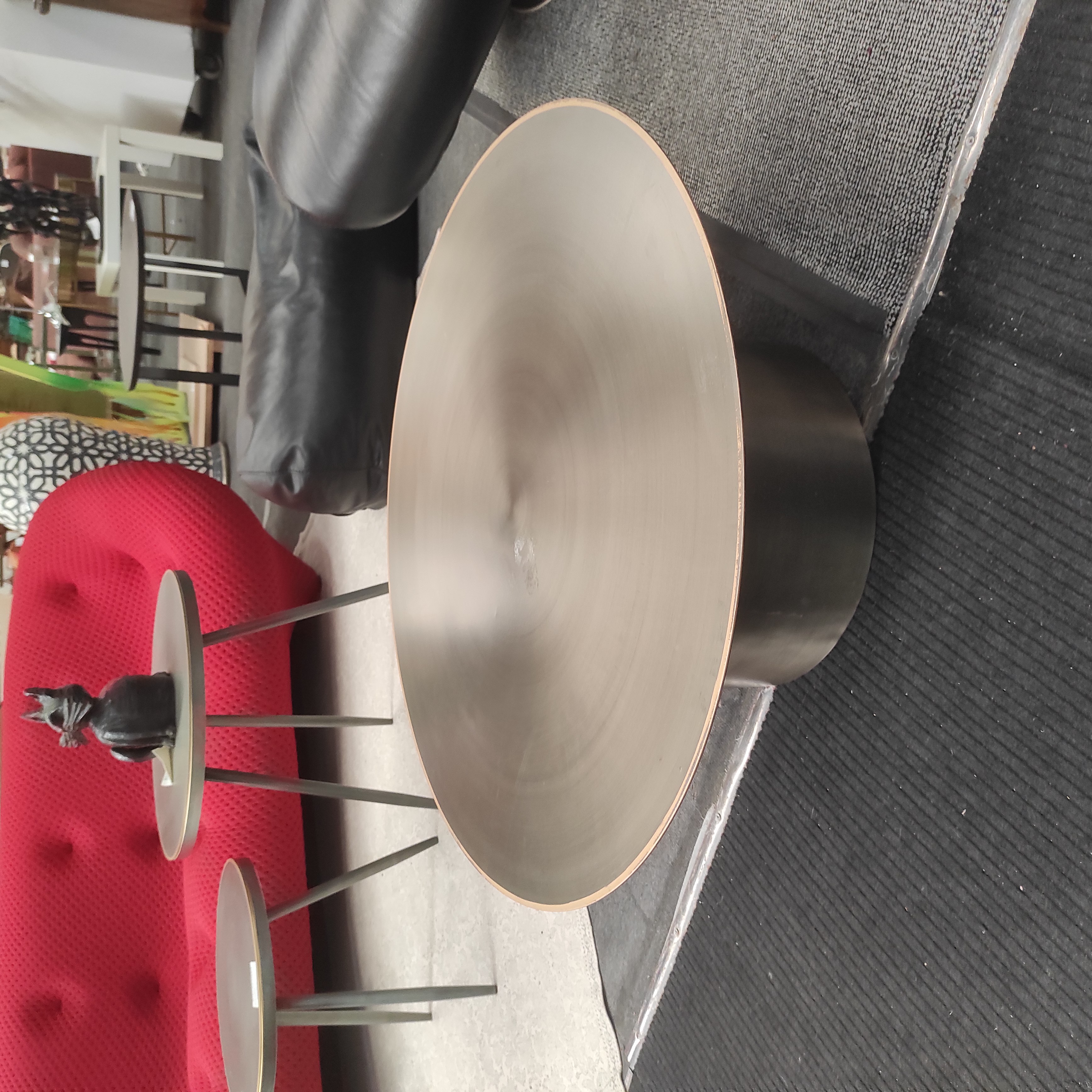 TABLE BASSE CIRCULAIRE EN METAL BROSSE 31/80 CM