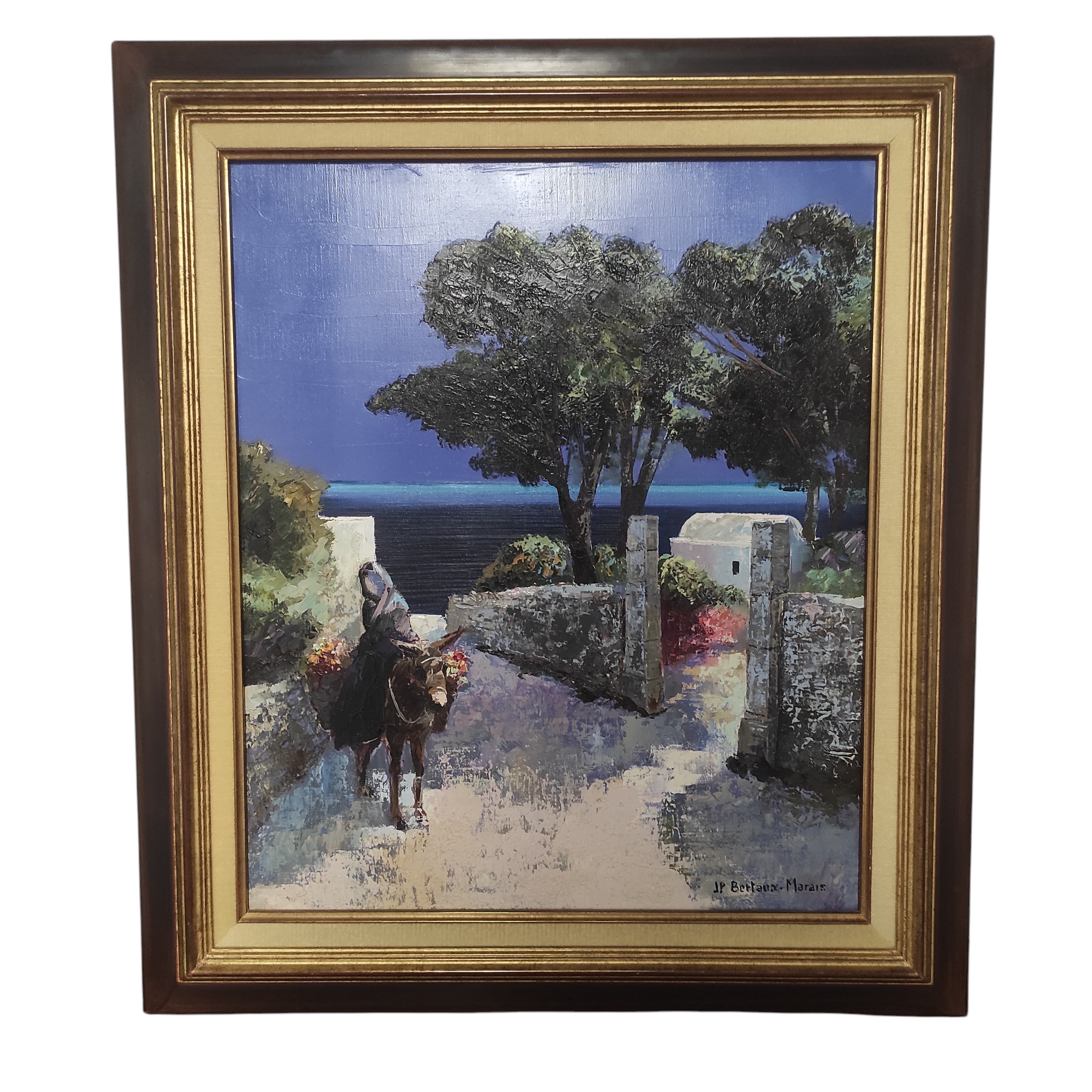 BERTAUX MARAIS HST LA MARCHANDE DE FLEURS 55 x 46 CM
