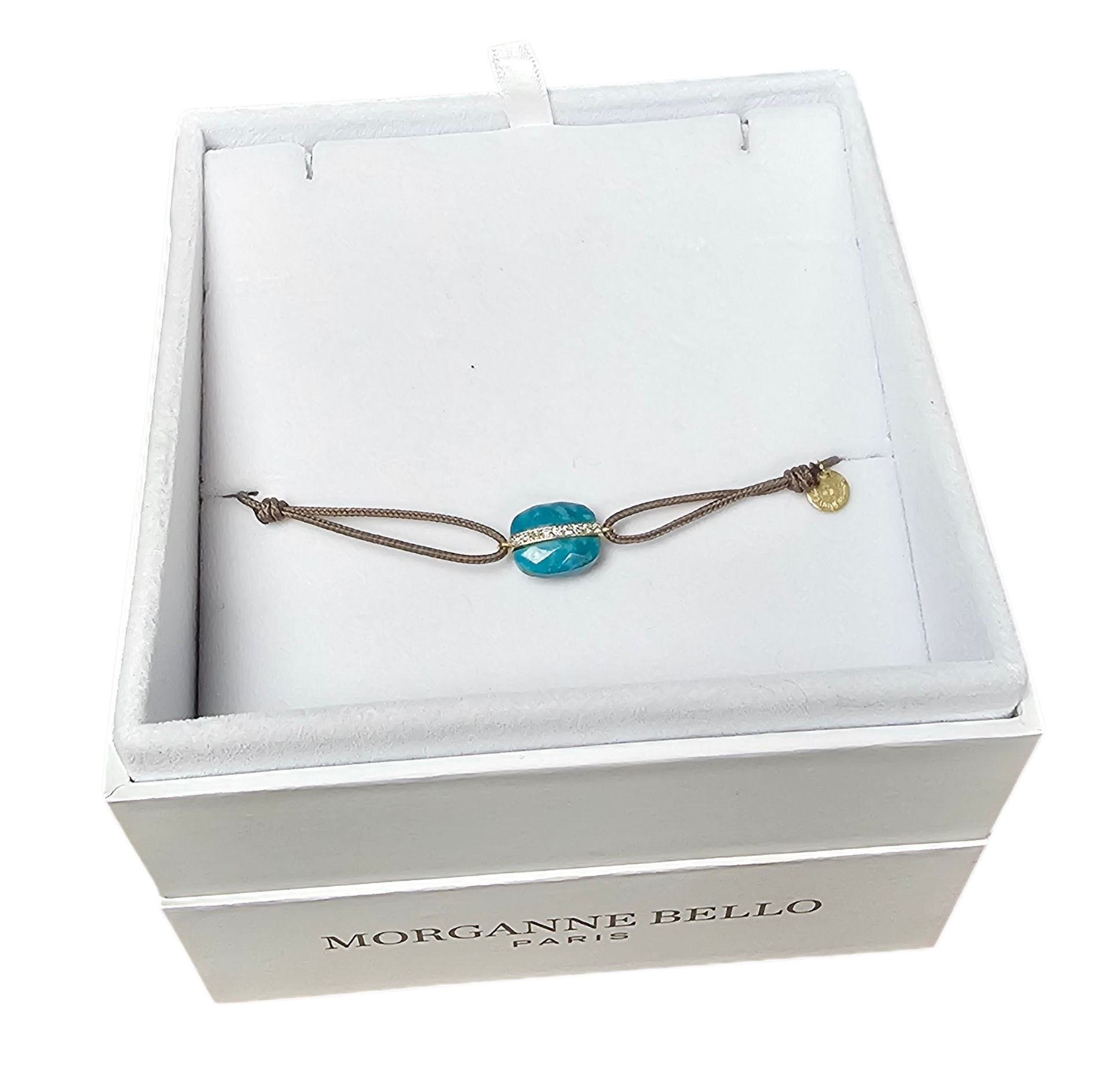 MORGANNE BELLO BRACELET AURORE TURQUOISE 9 DIAMANTS ET OR (750) + ECRIN