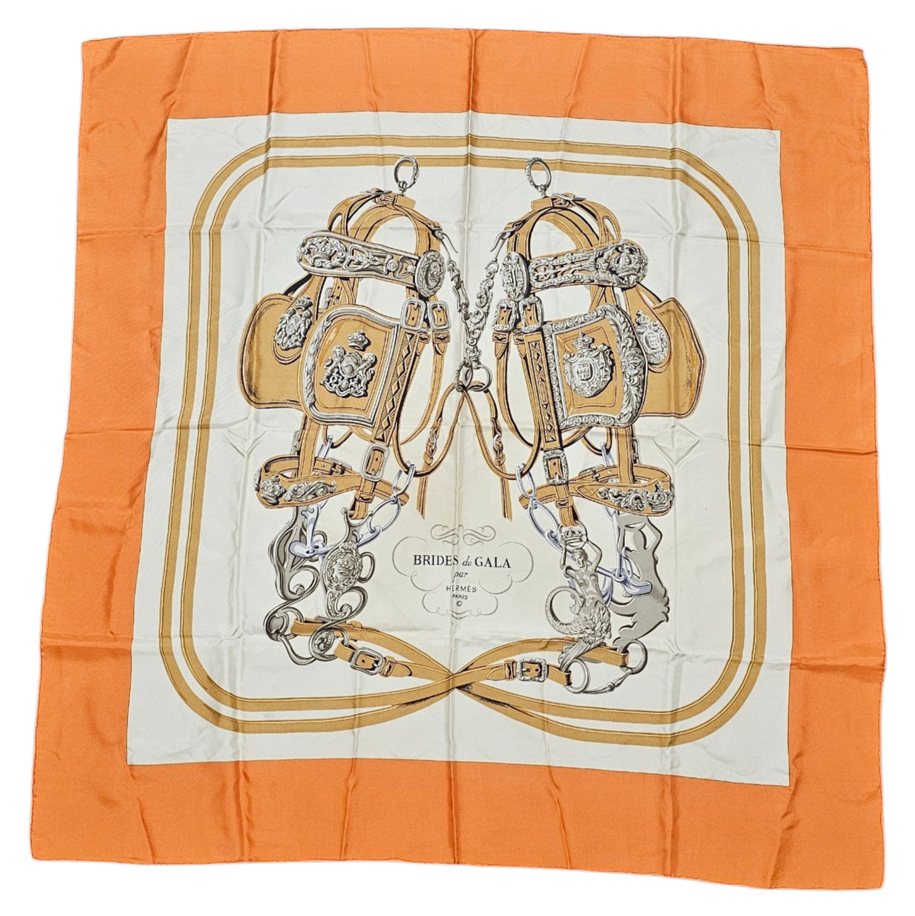 HERMES CARRE BRIDES DE GALA DE HUGO GRYGKAR CONTOUR ORANGE 1ERE ED. 1957
