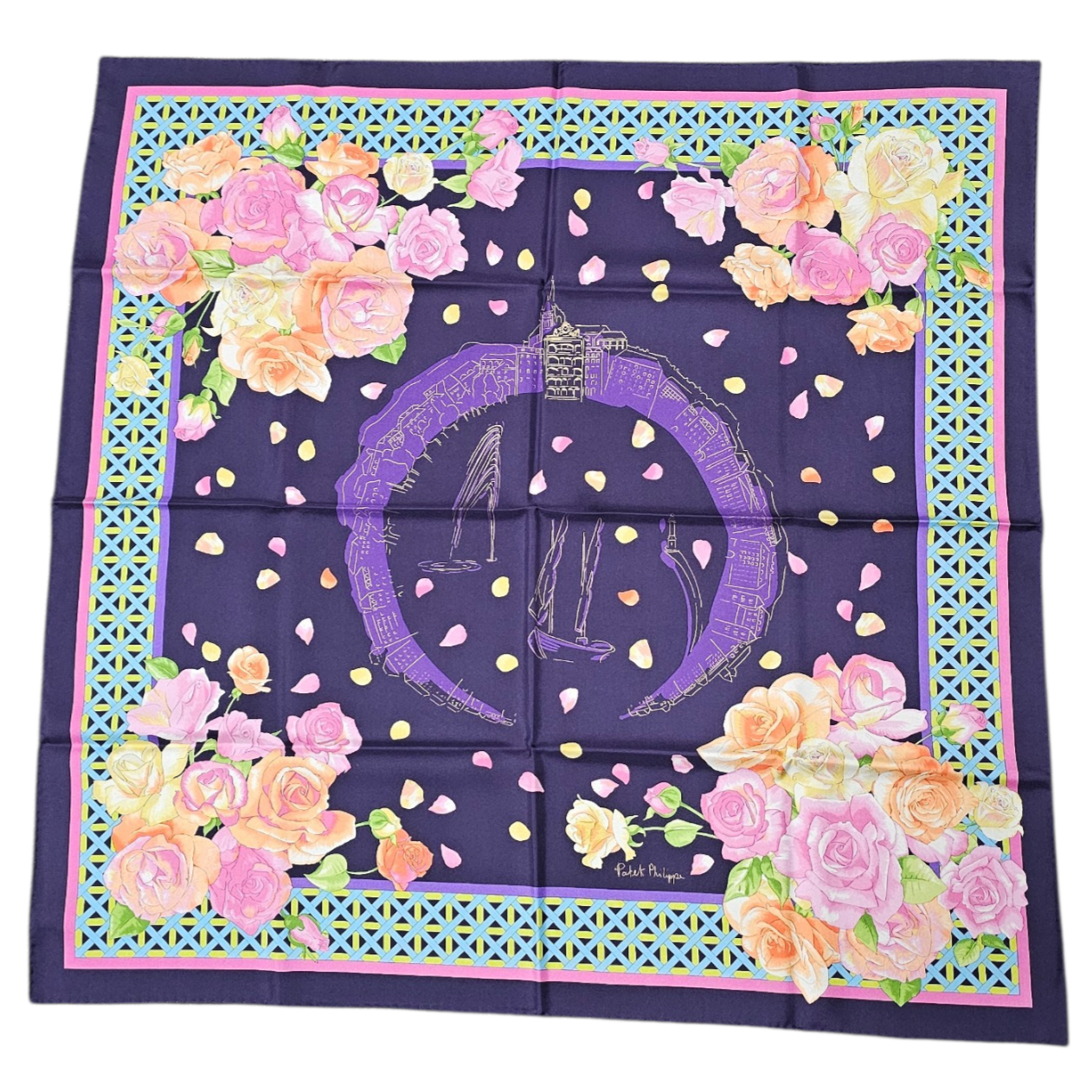 PATEK PHILIPPE CARRE VILLE DE GENEVE EN SOIE FOND VIOLET + BOITE