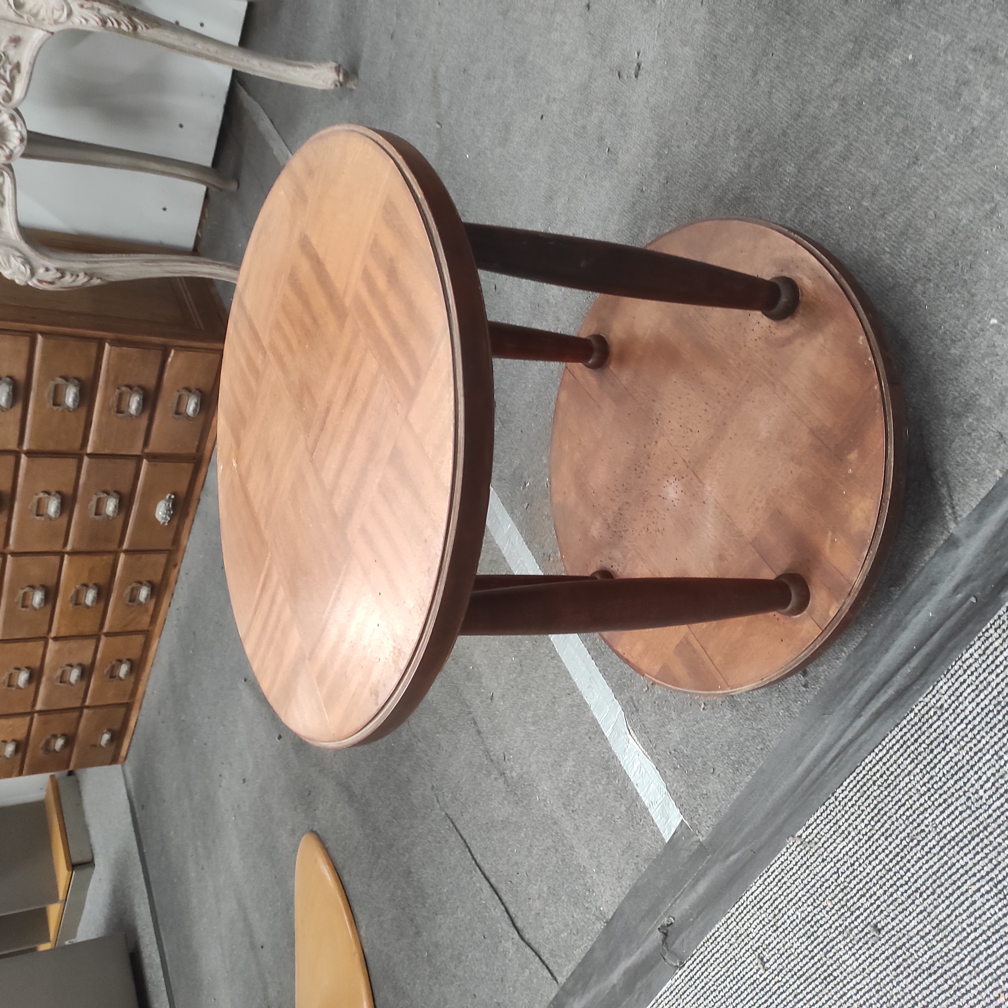 ANDRE GROULT TABLE BASSE CIRCULAIRE 2 PLATEAUX 48/50 CM