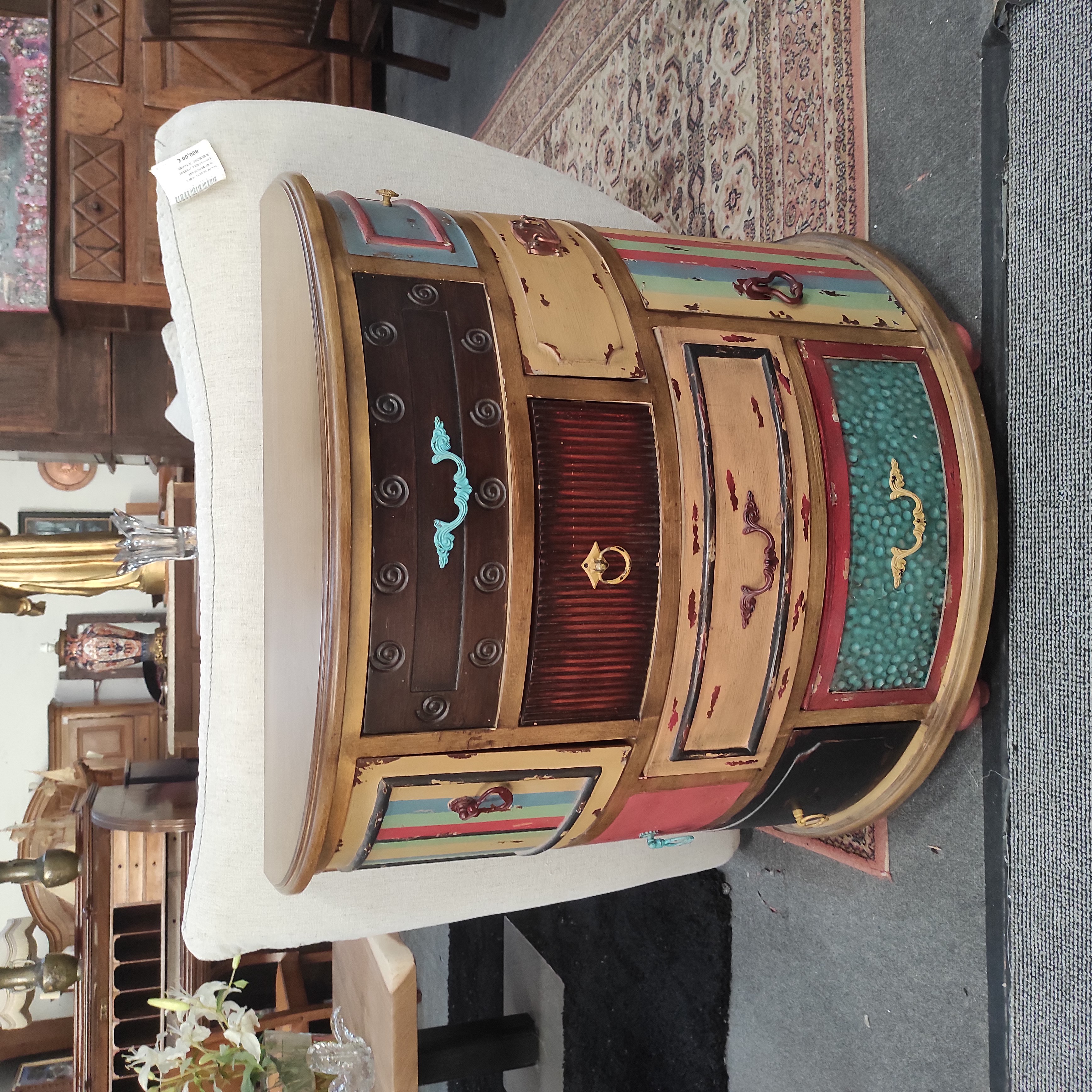 PETITE COMMODE MULTICOLORE 2 PORTES 8 TIROIRS 79 x 75 x 40 CM