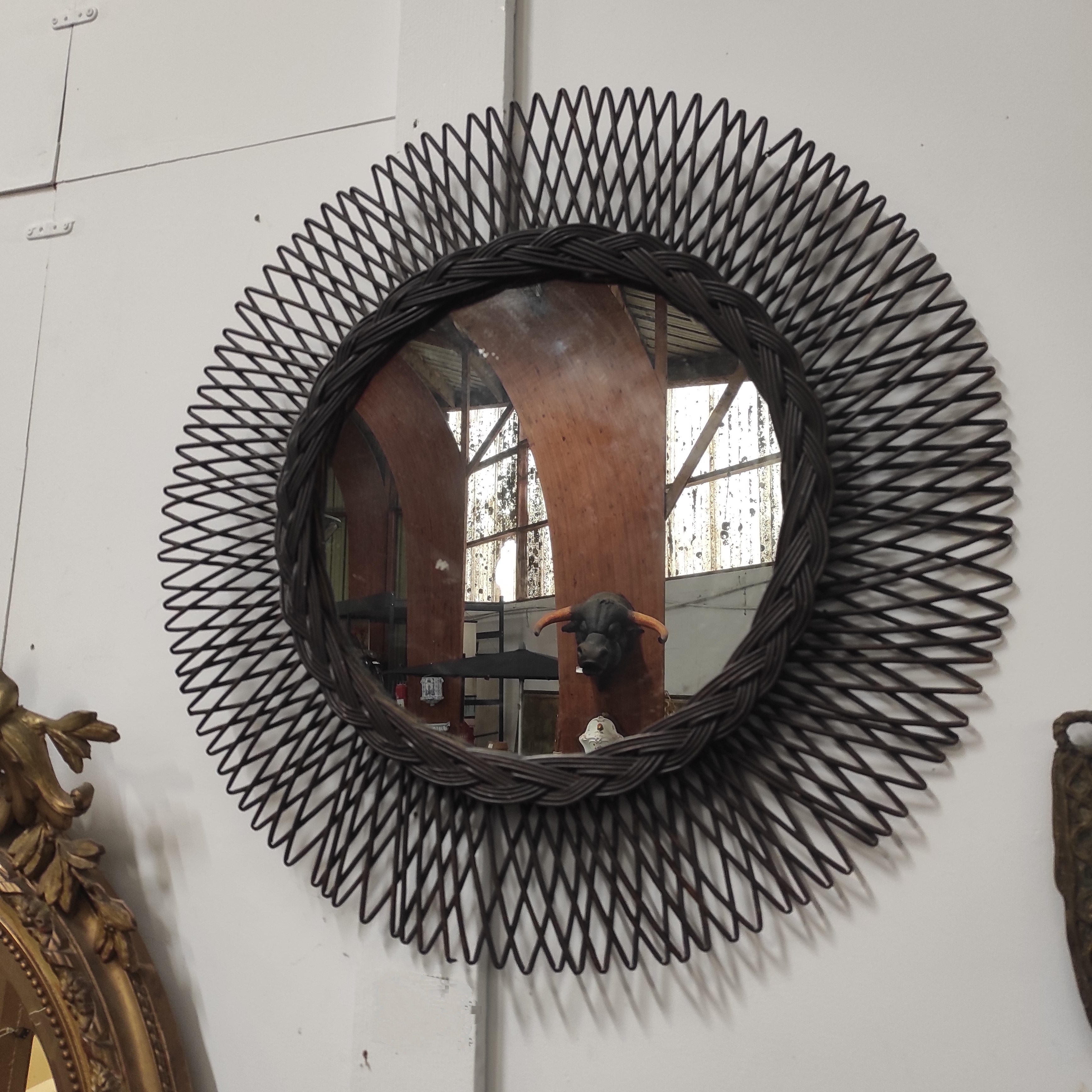 MIROIR SOLEIL VINTAGE 66 CM ANNEES 50 