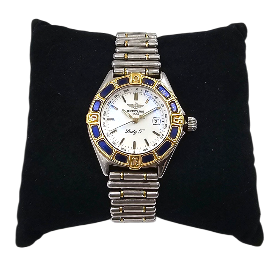 BREITLING MONTRE LADY J OR ET ACIER (D52065 - 117034) BRACELET ROULEAU + MAILLON