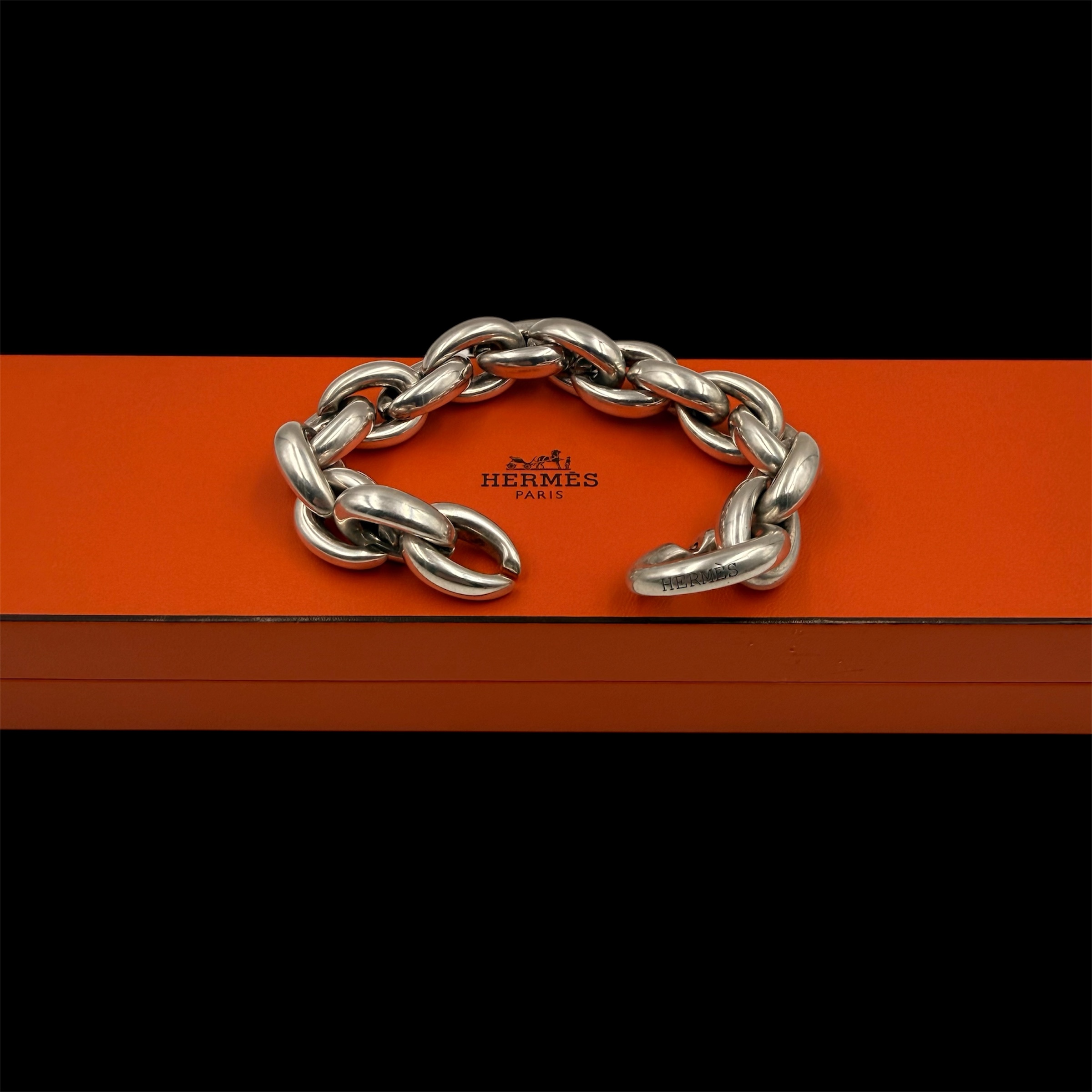 HERMES BRACELET ACROBATE 17 MAILLONS ARGENT (AG925 MINERVE) L. 23 CM 184.84 GR