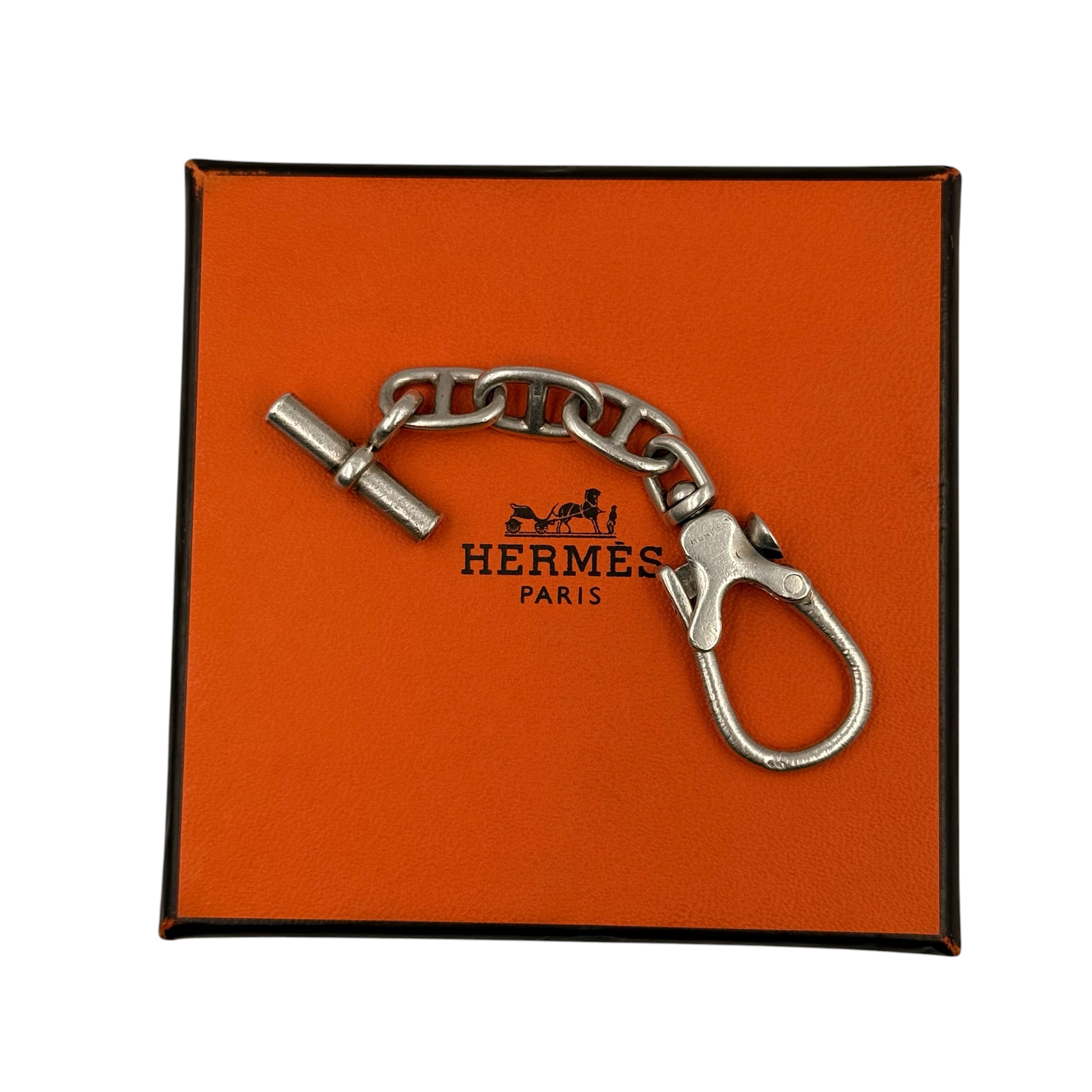 HERMES PORTE-CLES CHAINE D ANCRE 3 MAILLONS EN ARGENT (CRABE) 24.09 GR