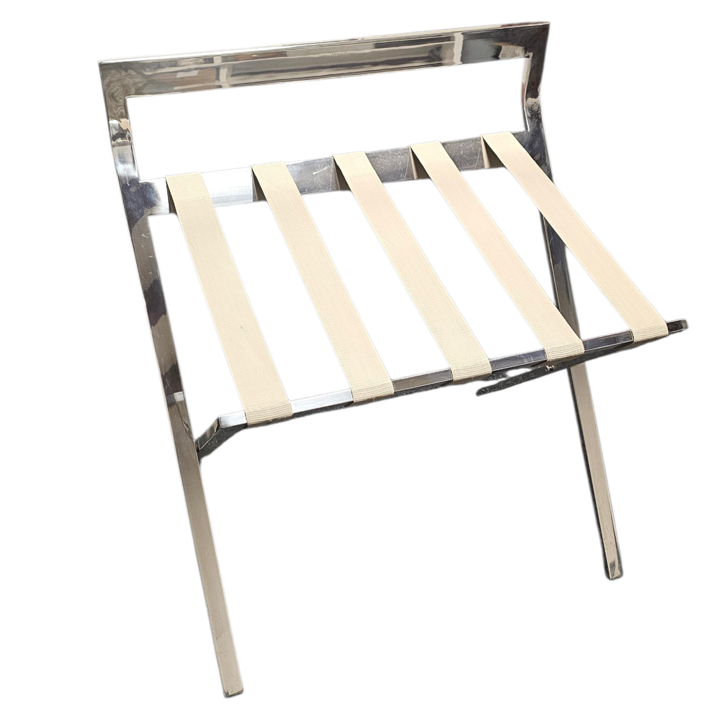 ALISEO PORTE-BAGAGES EN ACIER INOXIDABLE A LANIERES BEIGES 