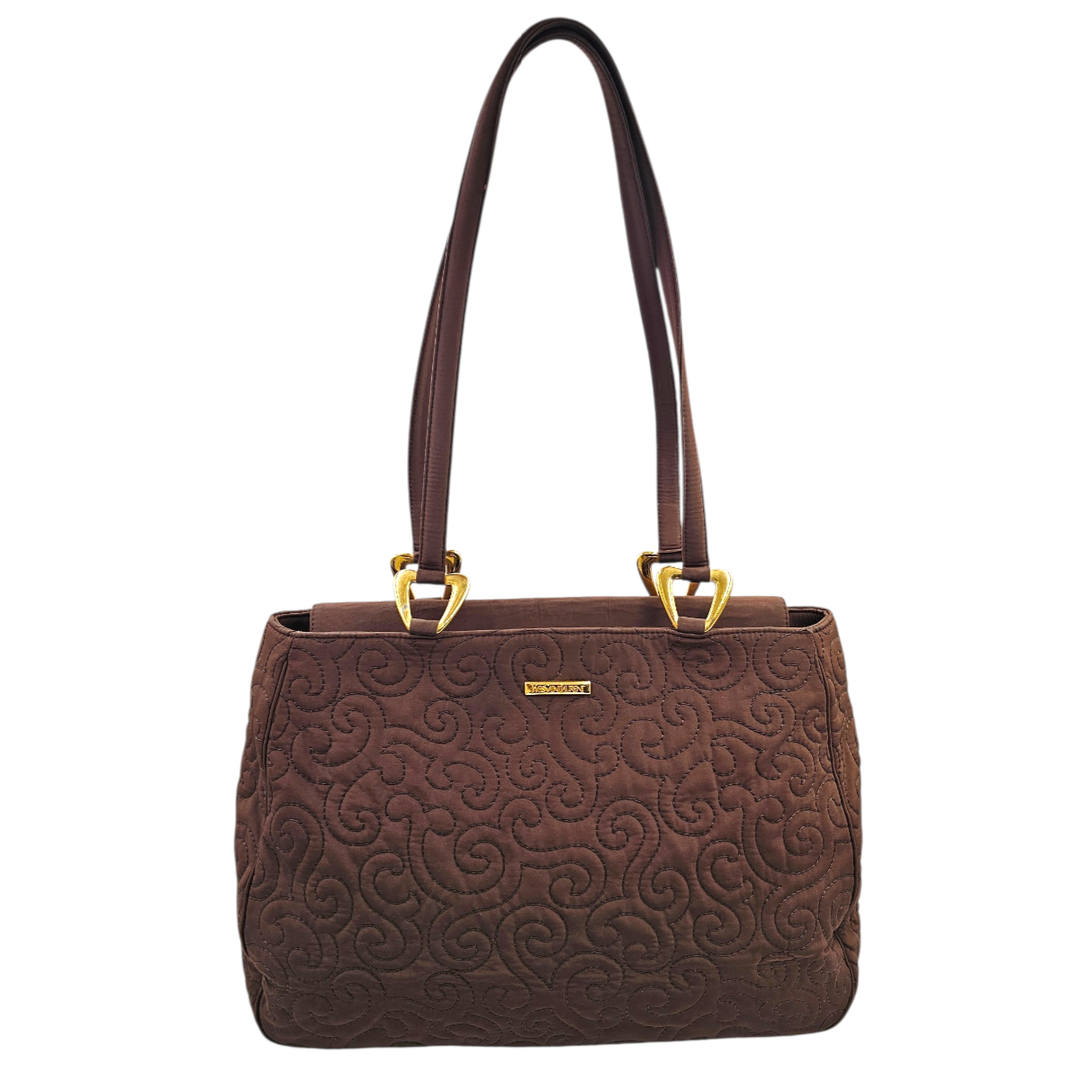 YSL YVES SAINT LAURENT SAC ARABESQUE TOILE MARRON BIJOUTERIE DOREE