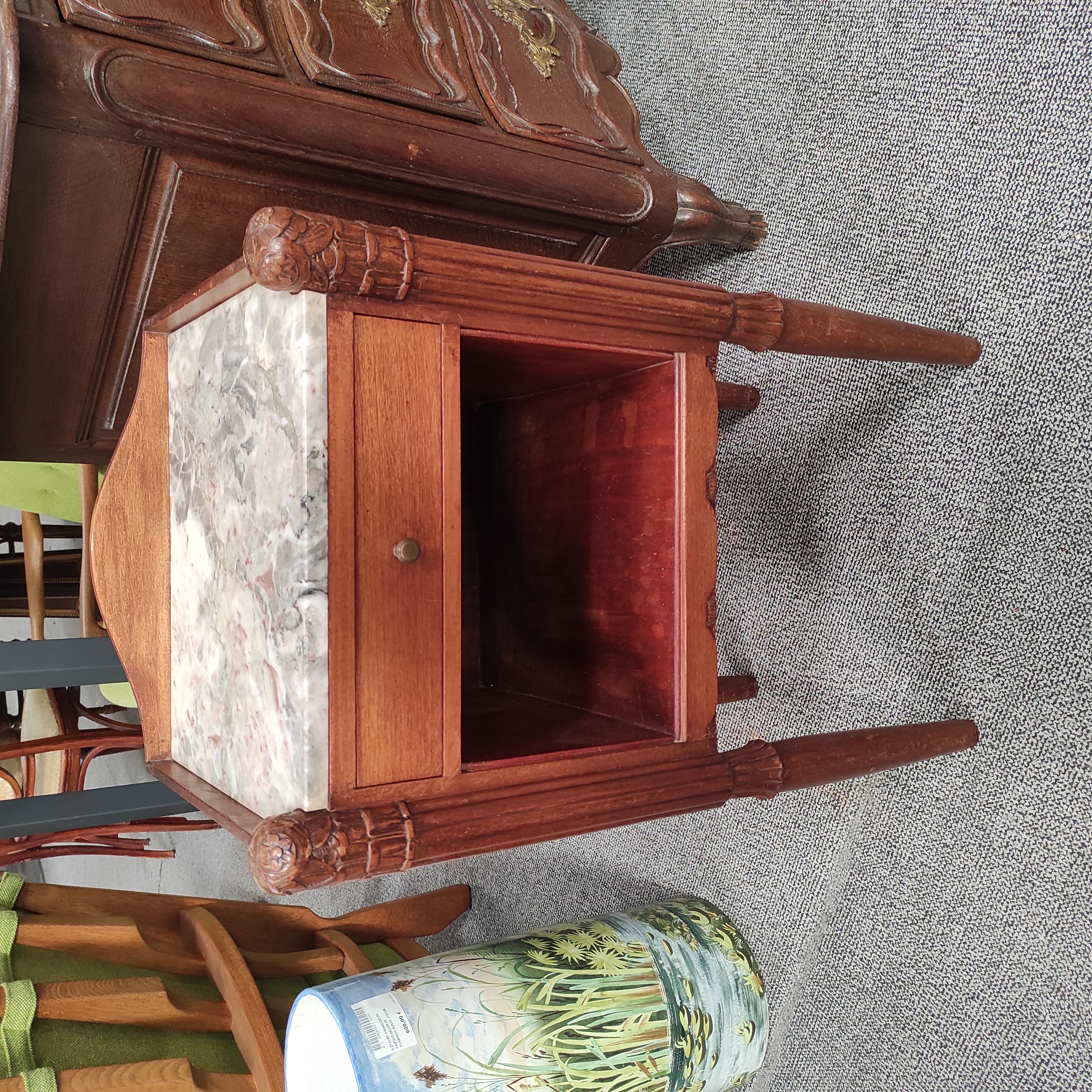 MEUBLE ART DECO PLATEAU MARBRE 46/79/39 CM