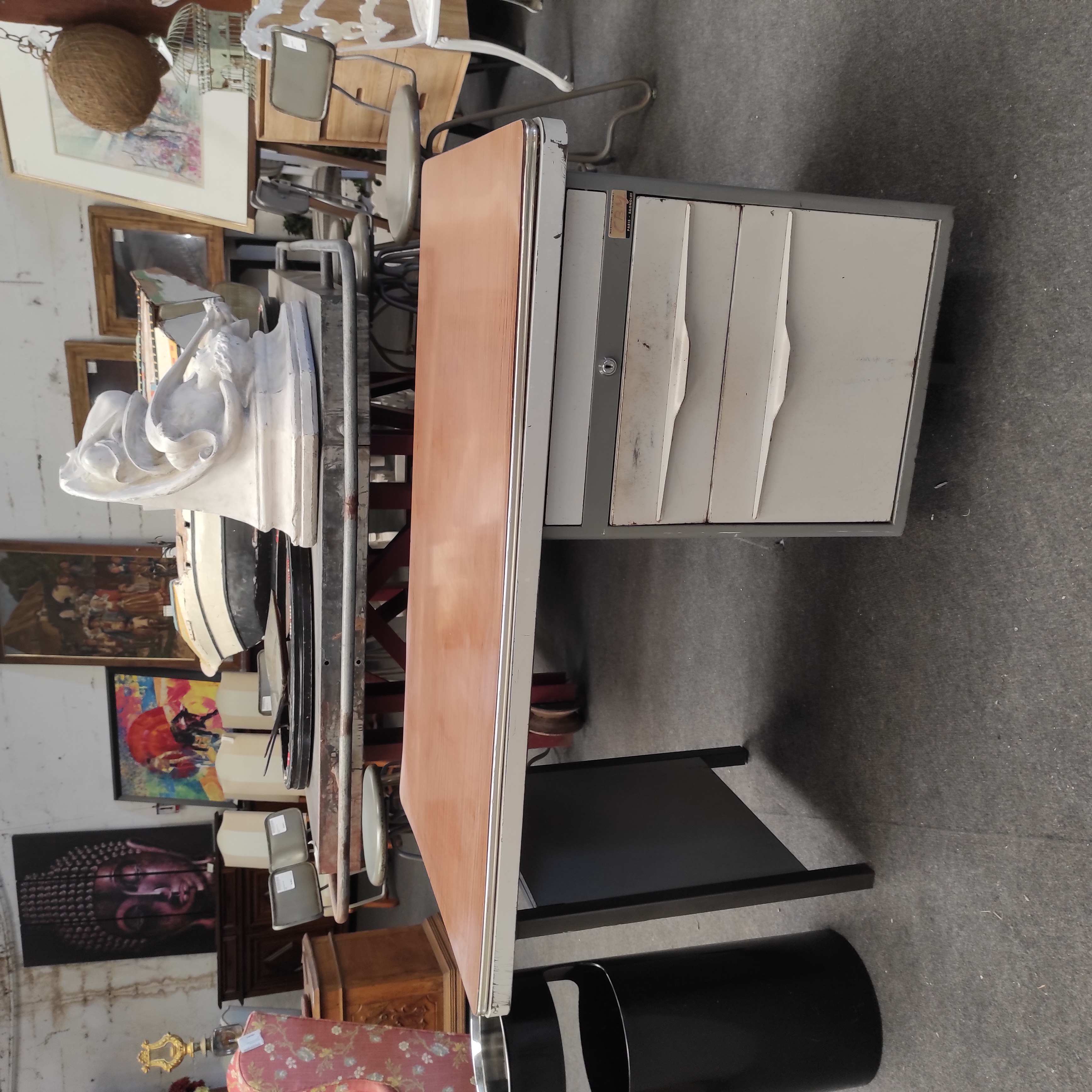 BUREAU INDUS PLATEAU FORMICA 116/68/66 CM ANNEES 50