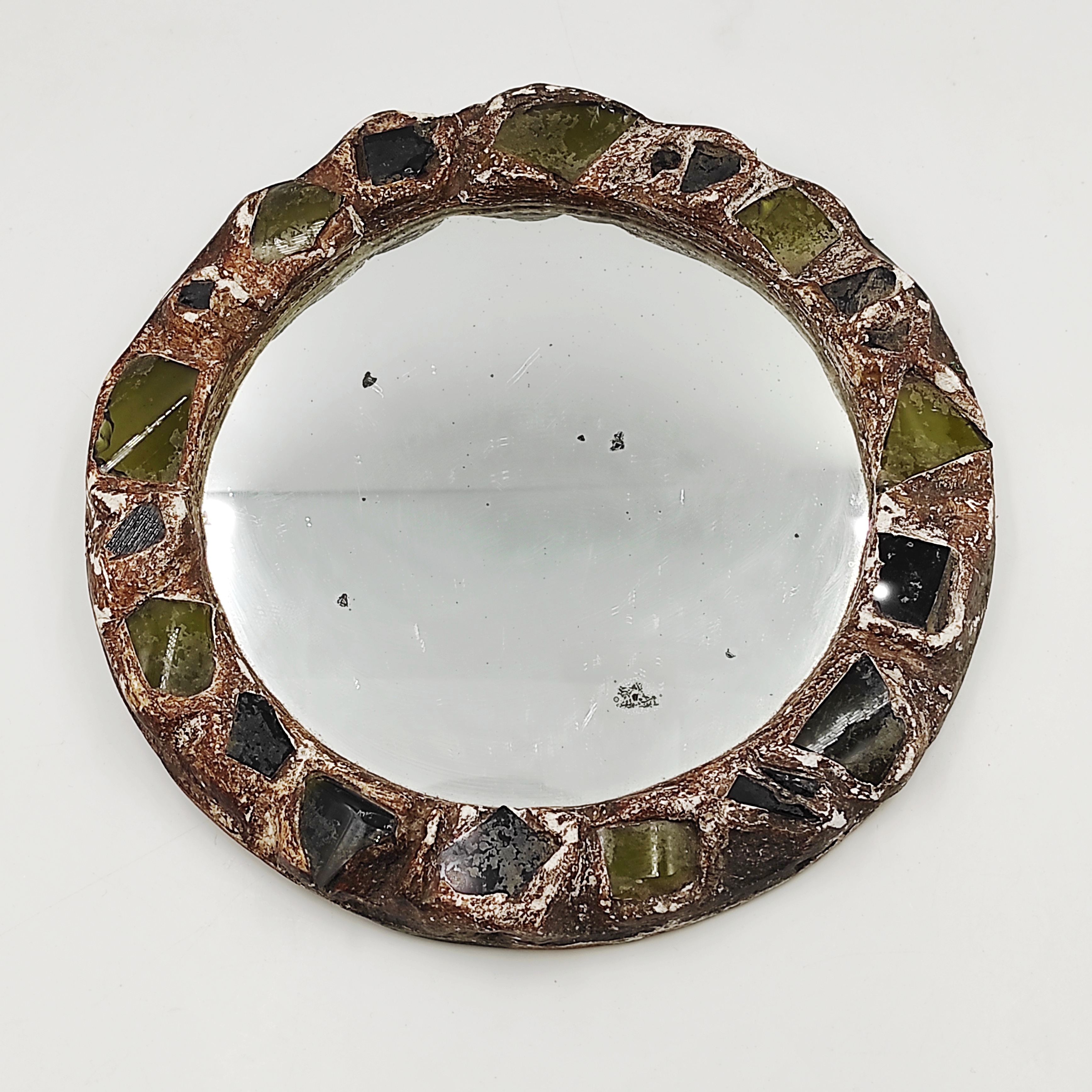 MIROIR CIRCULAIRE AVEC INCLUSIONS 25 CM ANNEES 50