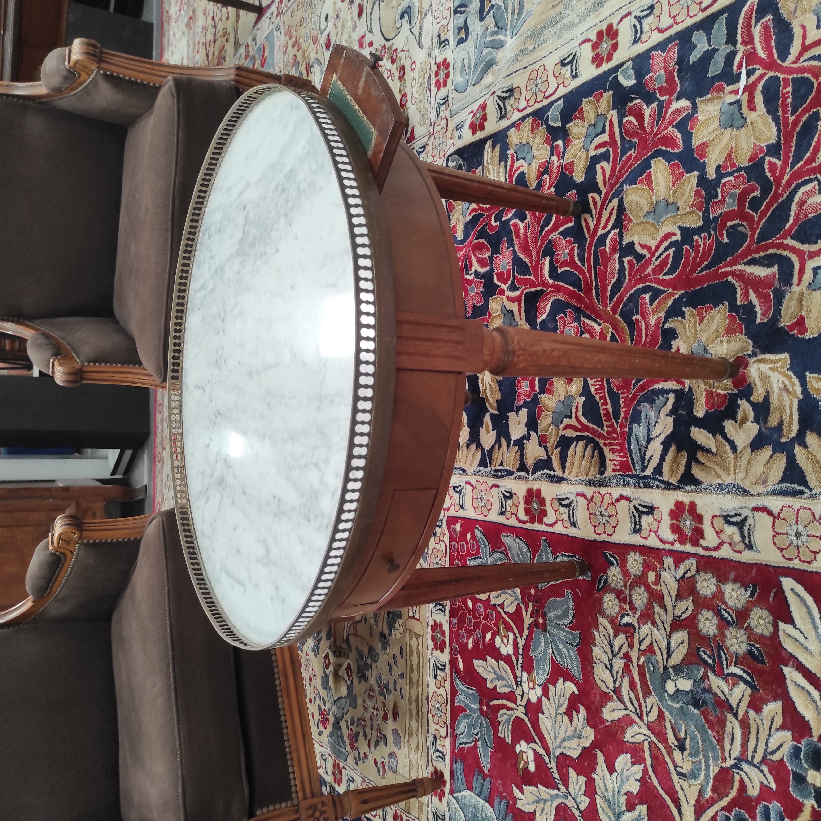 TABLE BASSE BOUILLOTTE 2 TIROIRS + 2 TABLETTES 61/52 CM STYLE LOUIS XVI