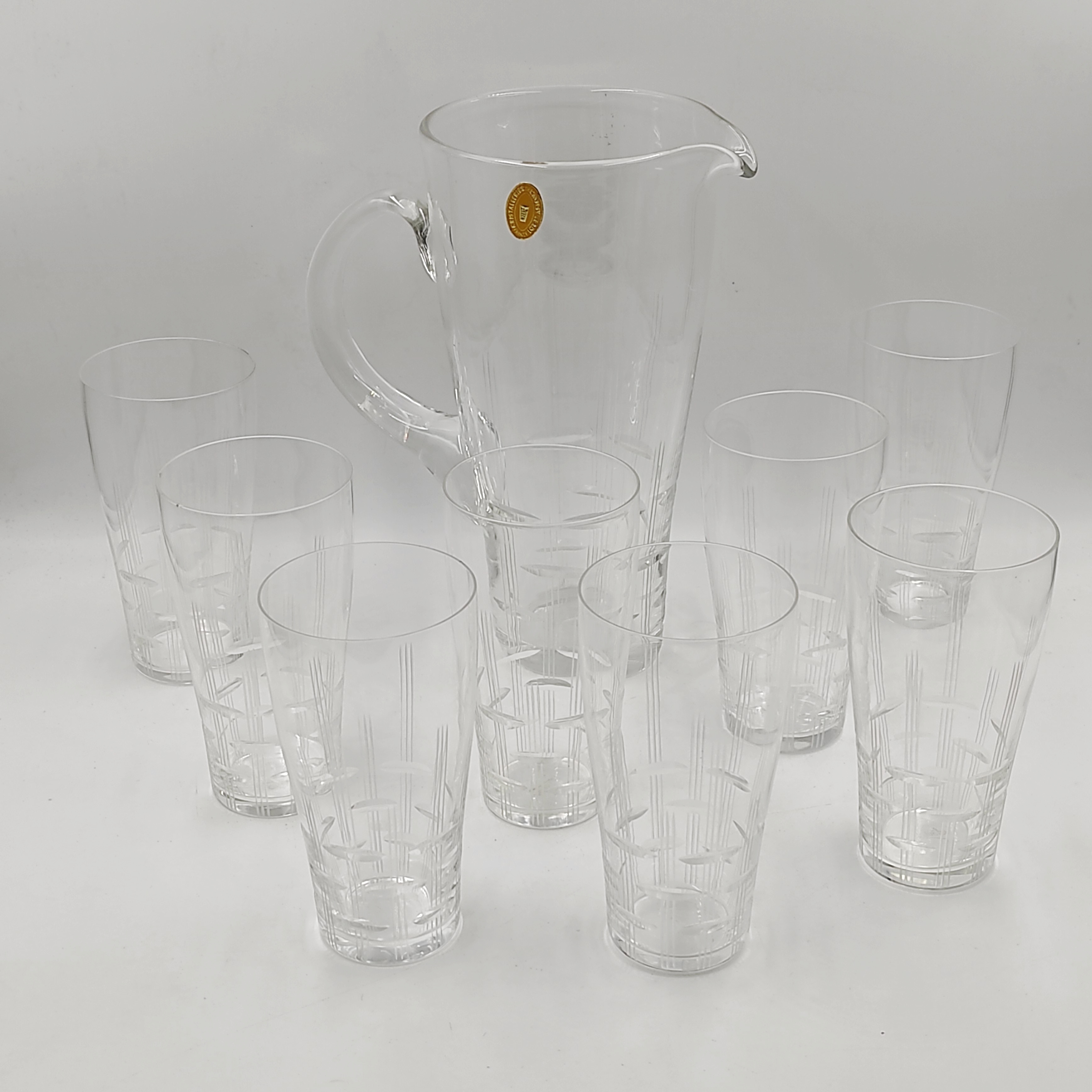SEVRES SERVICE A JUS DE FRUITS CARAFE ET 6 VERRES EN CRISTAL