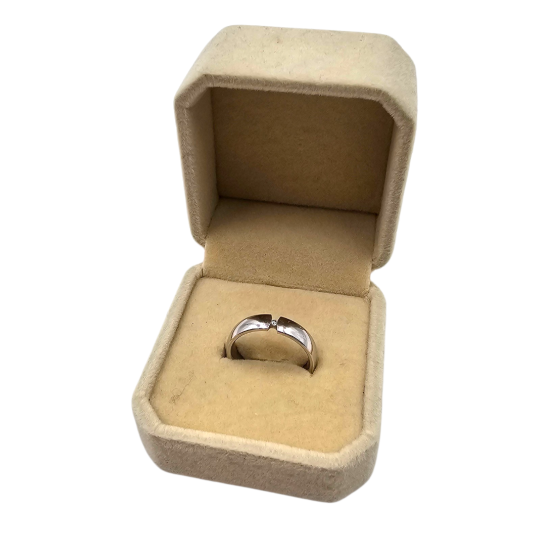 BAGUE ANNEAU ALLIANCE EN OR BLANC (750) 1 DIAMANT (0.025C) P.B. 5.70 GR T.52