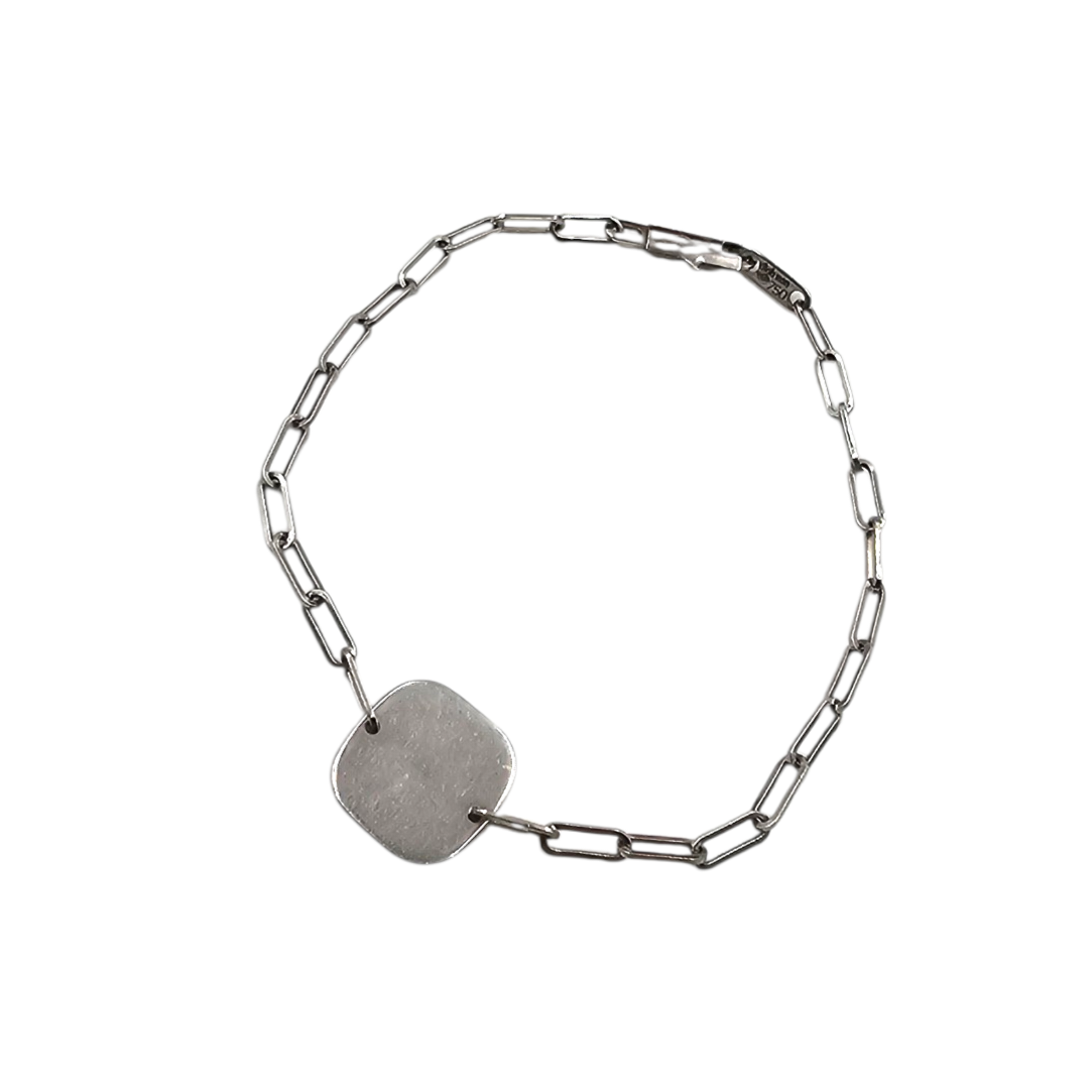 DINH VAN BRACELET PLAQUE CARREE EN OR BLANC (AIGLE 750) 2.96 GR