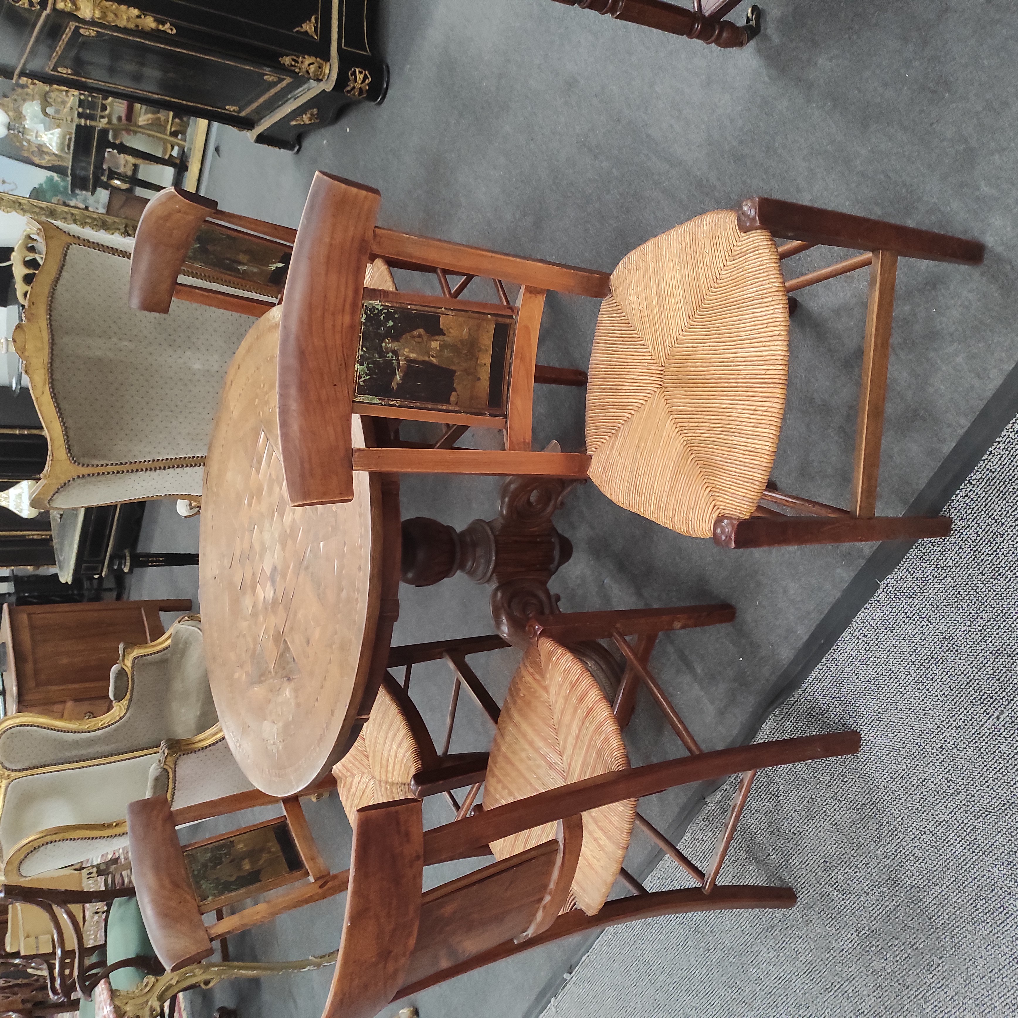 SUITE DE 4 CHAISES PAILLEES DIRECTOIRE 