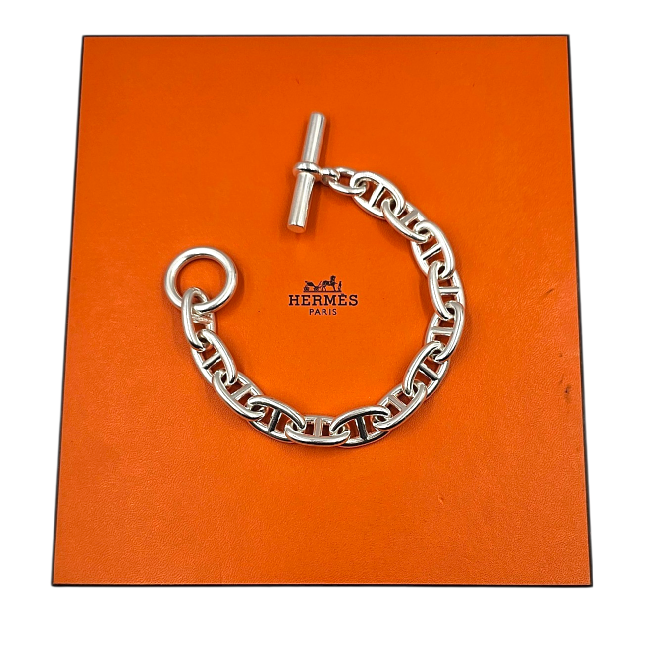 HERMES BRACELET CHAINE D ANCRE TGM 13 MAILLONS EN ARGENT (AG925) L. 25.5 CM
