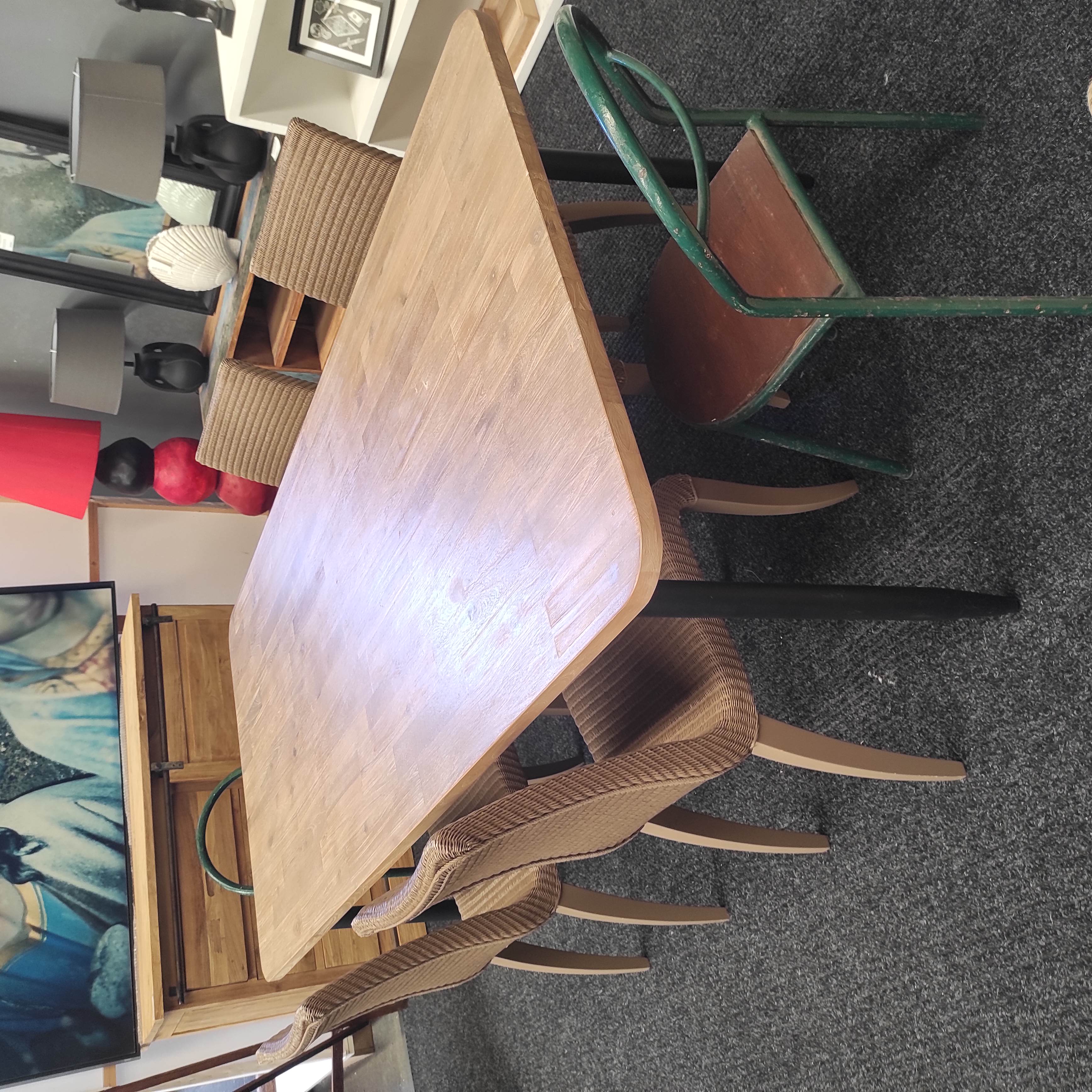 TABLE DE REPAS 200/77/100 CM PIEDS METAL ET PLATEAU BOIS (ECLATS)