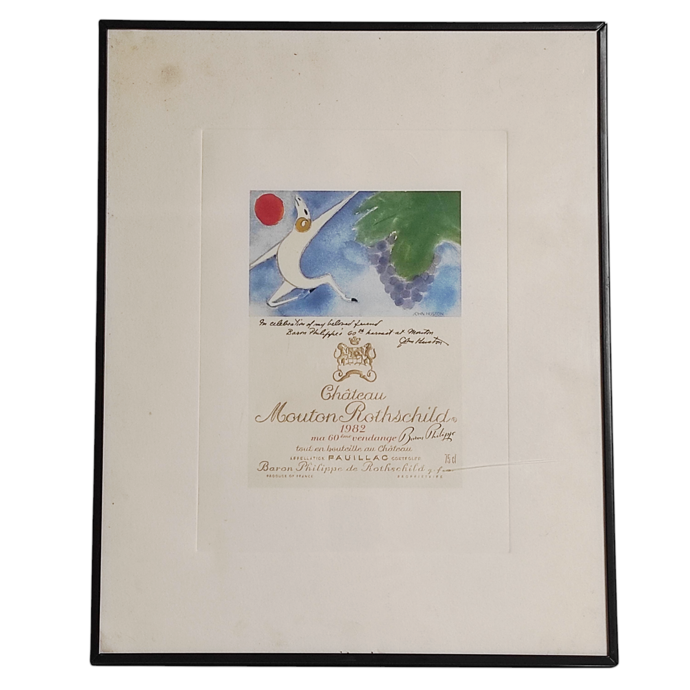 CHATEAU MOUTON ROTHSCHILD LITHOGRAPHIE PAR JOHN HUSTON 1982