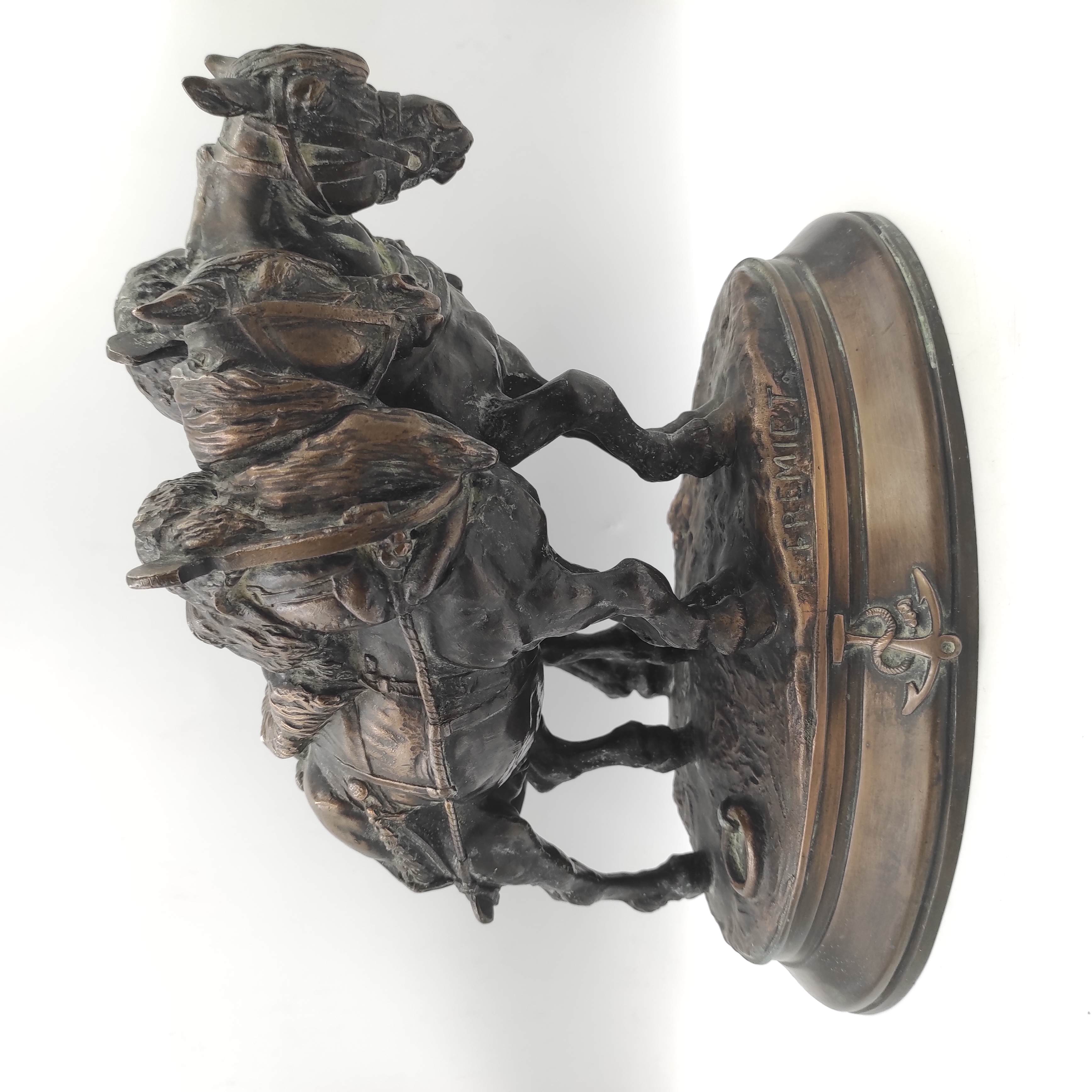 BRONZE D EMMANUEL FREMIET CHEVAUX DE HALAGE ( 1855 )30 CM X 24 CM 