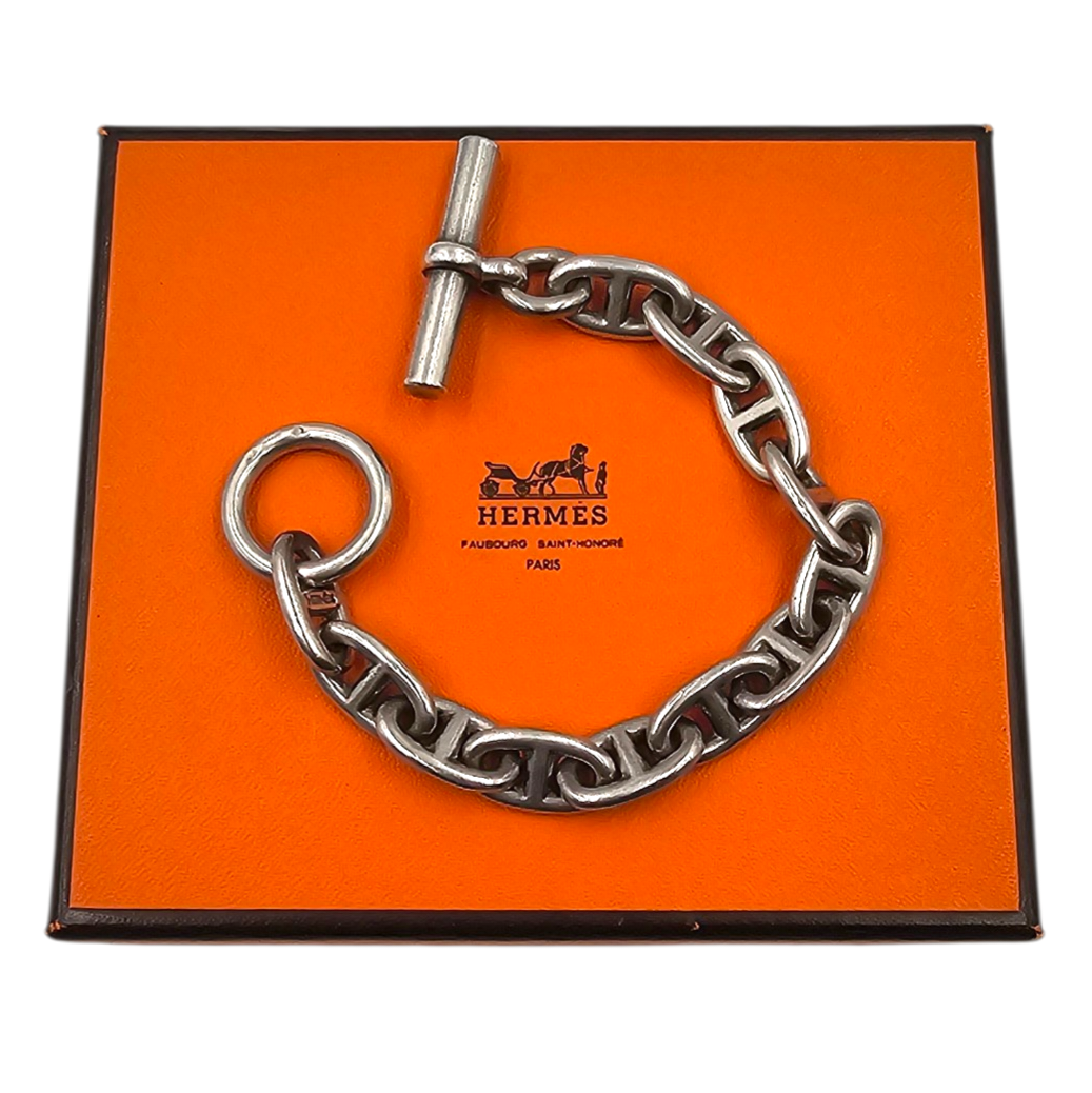 HERMES BRACELET CHAINE D ANCRE 12 MAILLONS EN ARGENT (AG925) L.20.5 CM 66.32GR