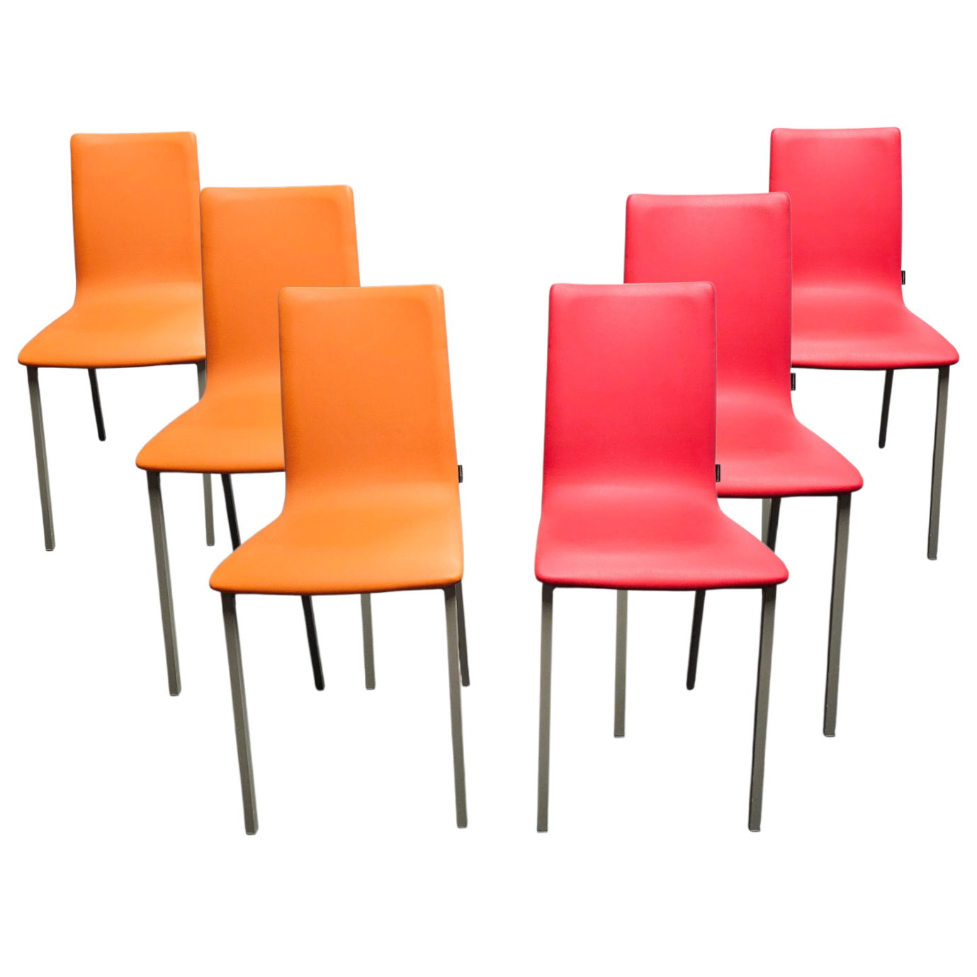 MOBLIBERICA TOPPER 6 CHAISES KOKO 3 ORANGES 3 ROUGES 38.5 X 48 X 85 CM