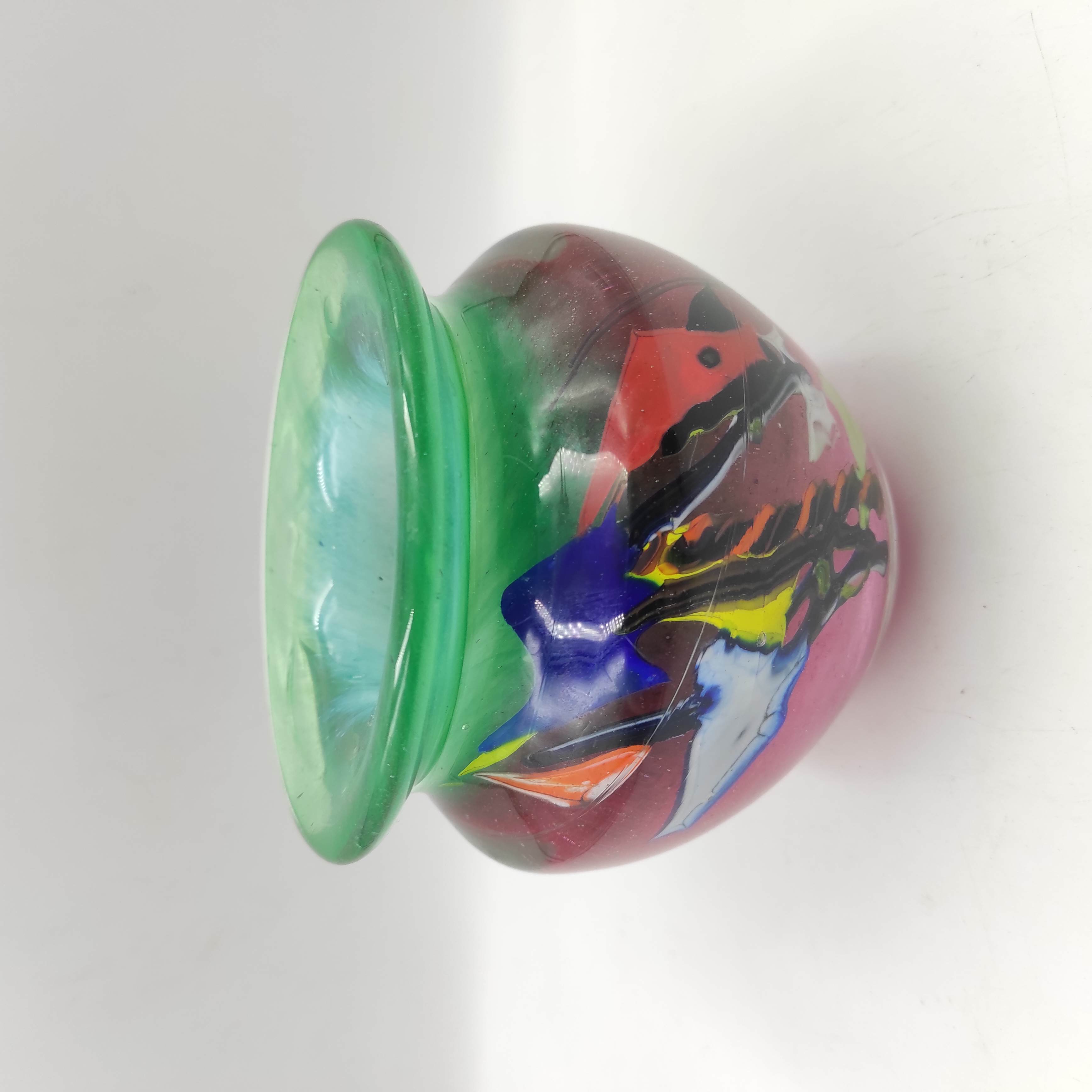 PATRICK LEPAGE VASE BOULE EN VERRE SOUFFLE H 12CM
