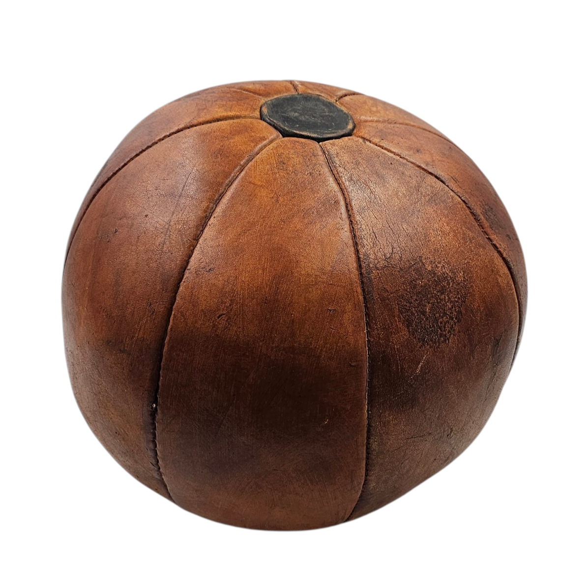 MEDECINE BALL EN CUIR COULEUR TABAC VINTAGE 3080GR