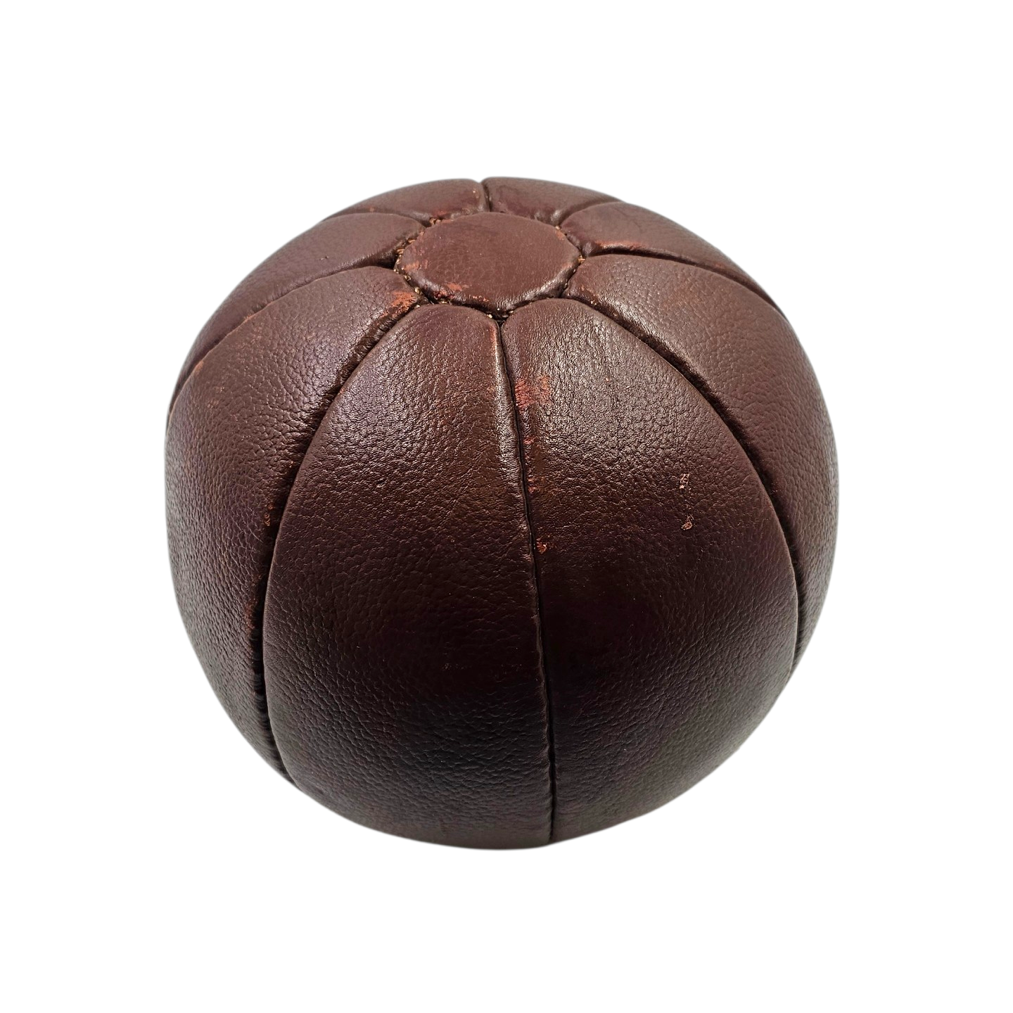 MEDECINE BALL EN CUIR MARRON VINTAGE 980GR 