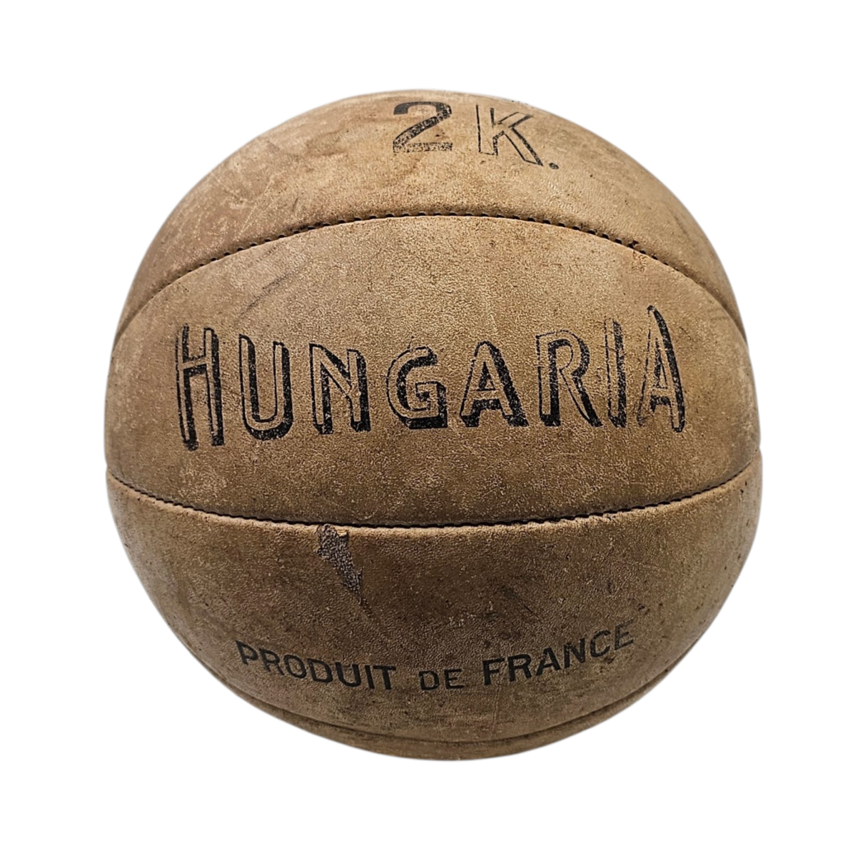 HUNGARIA MEDECINE BALL 2KG EN CUIR BEIGE VINTAGE