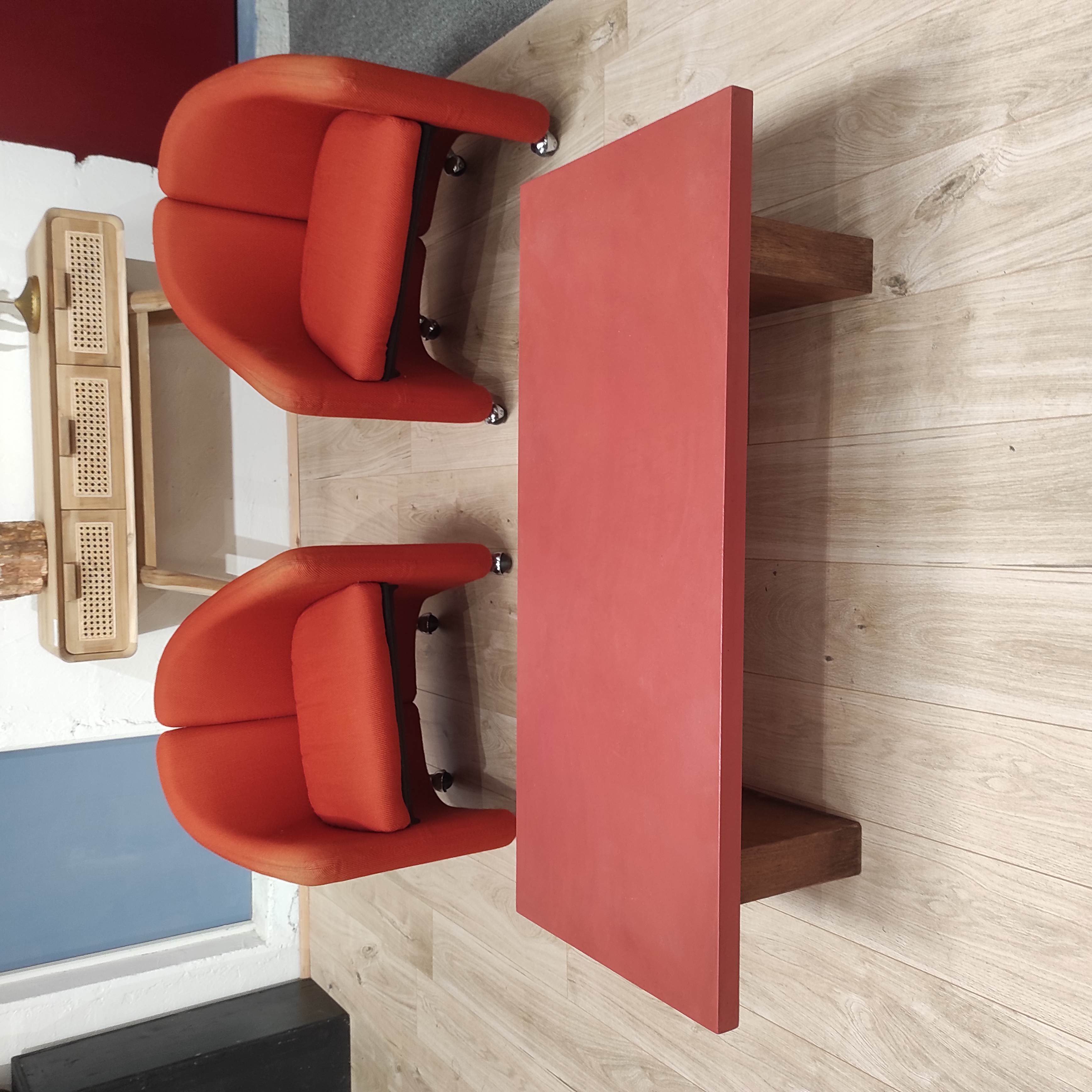 TABLE BASSE BANC PLATEAU ROUGE 120/36/50 CM 
