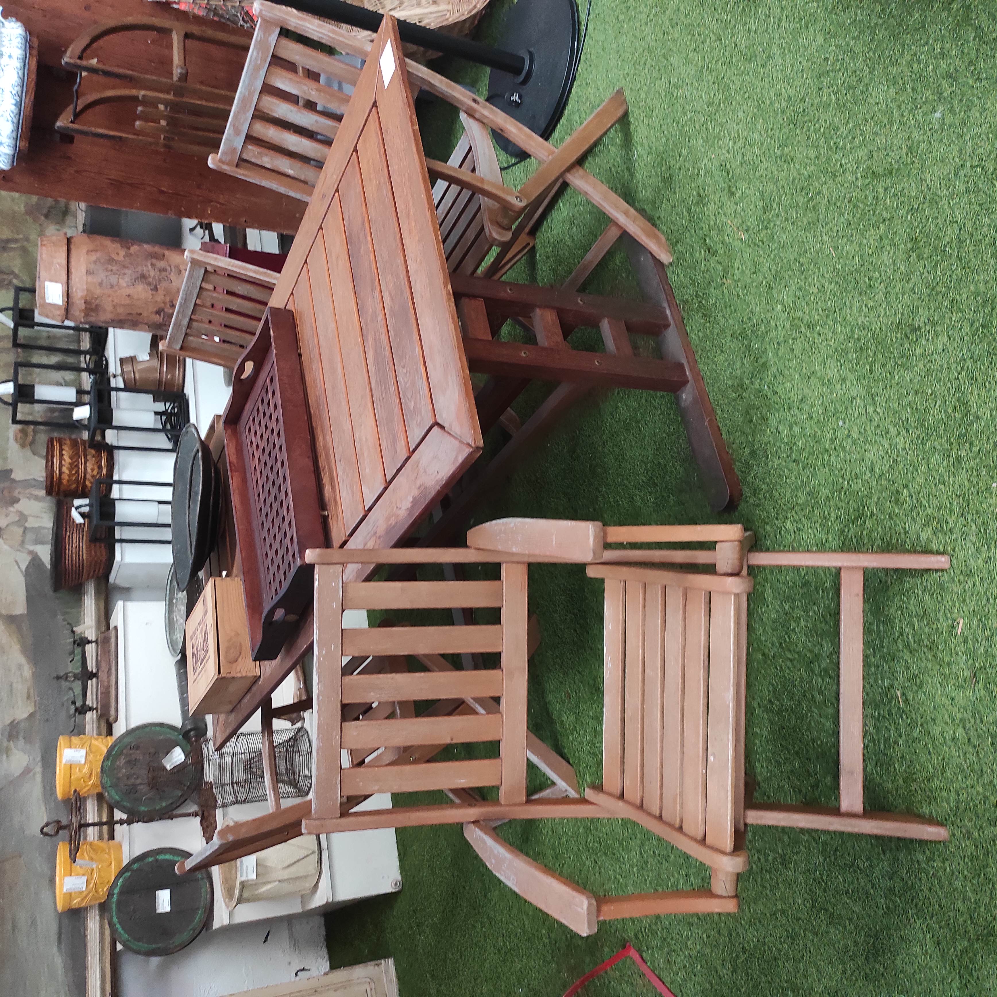 4 FAUTEUILS DE JARDIN PLIANTS EN TECK 97/90/45 CM