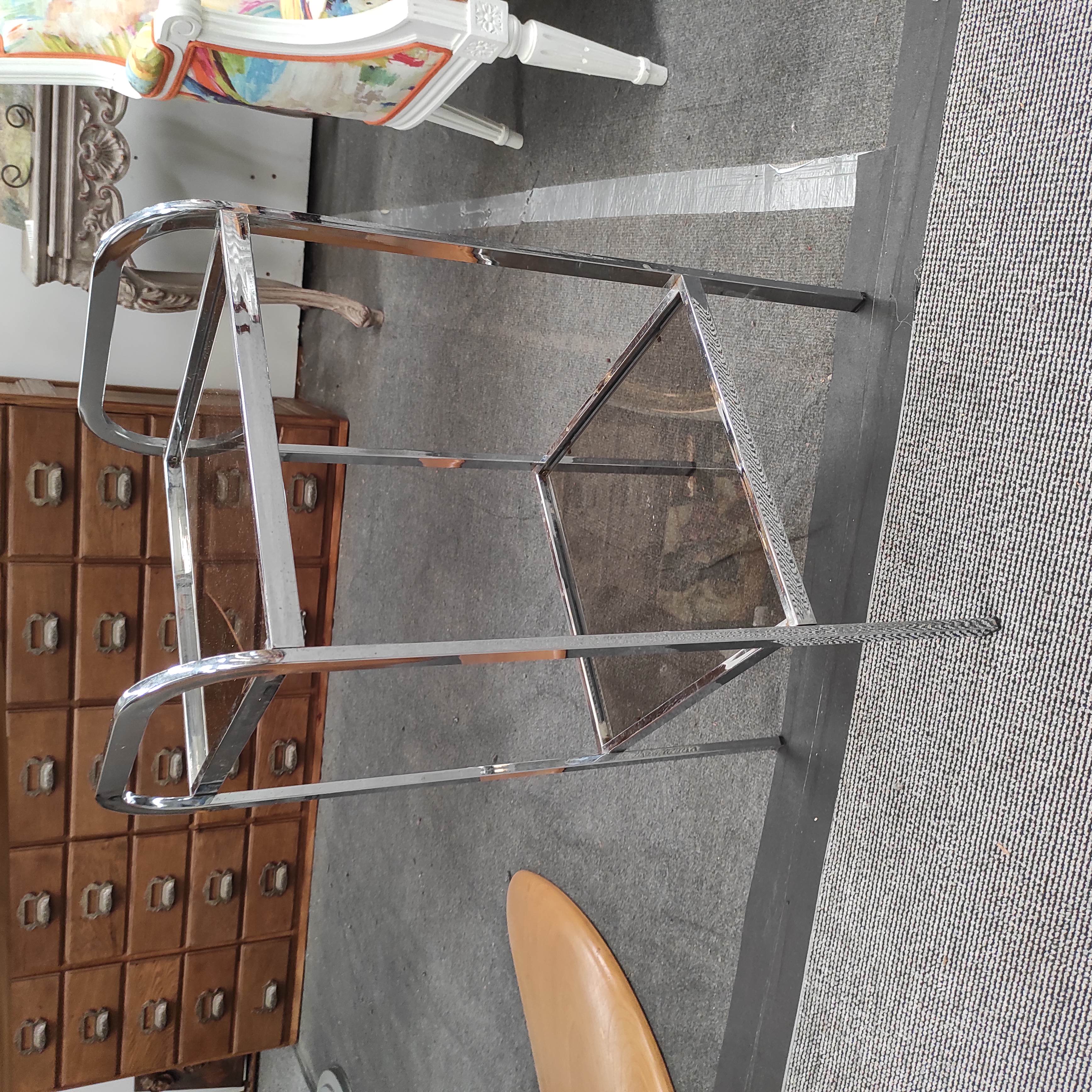 TABLE BASSE CHROMEE 36/70/34 CM ANNEES 70
